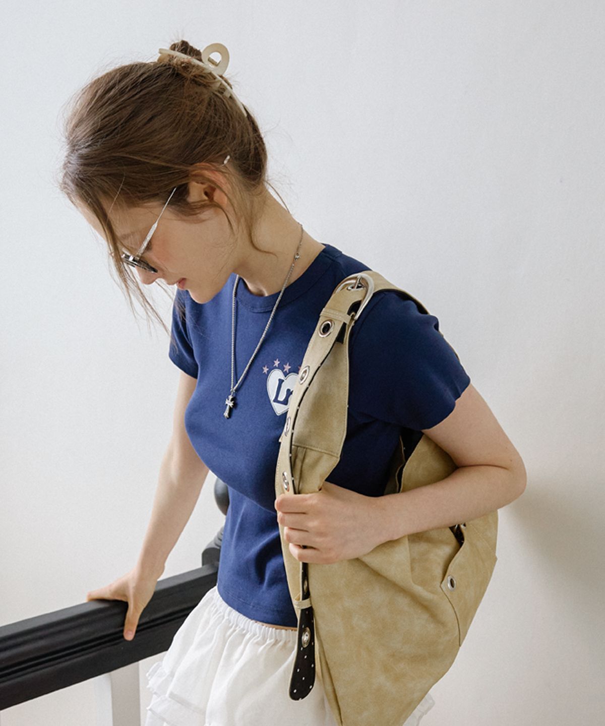 레터리(LETERIE) LR NUMBER POINT T-SHIRT_NAVY