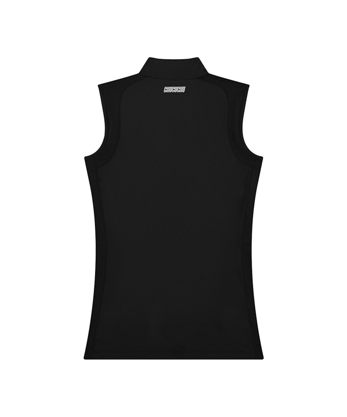 츄쿠츄(CHUCUCHU) CBESS-TS011W 로고 모크넥 메쉬 슬리브리스 탑