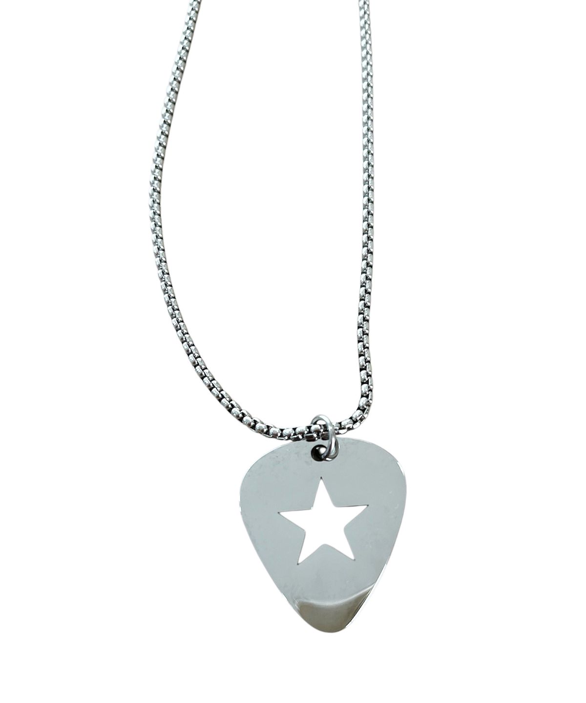 스케이터락(SK8ER ROCK) Star Guitar Pick Long Chain Necklace ((steel))