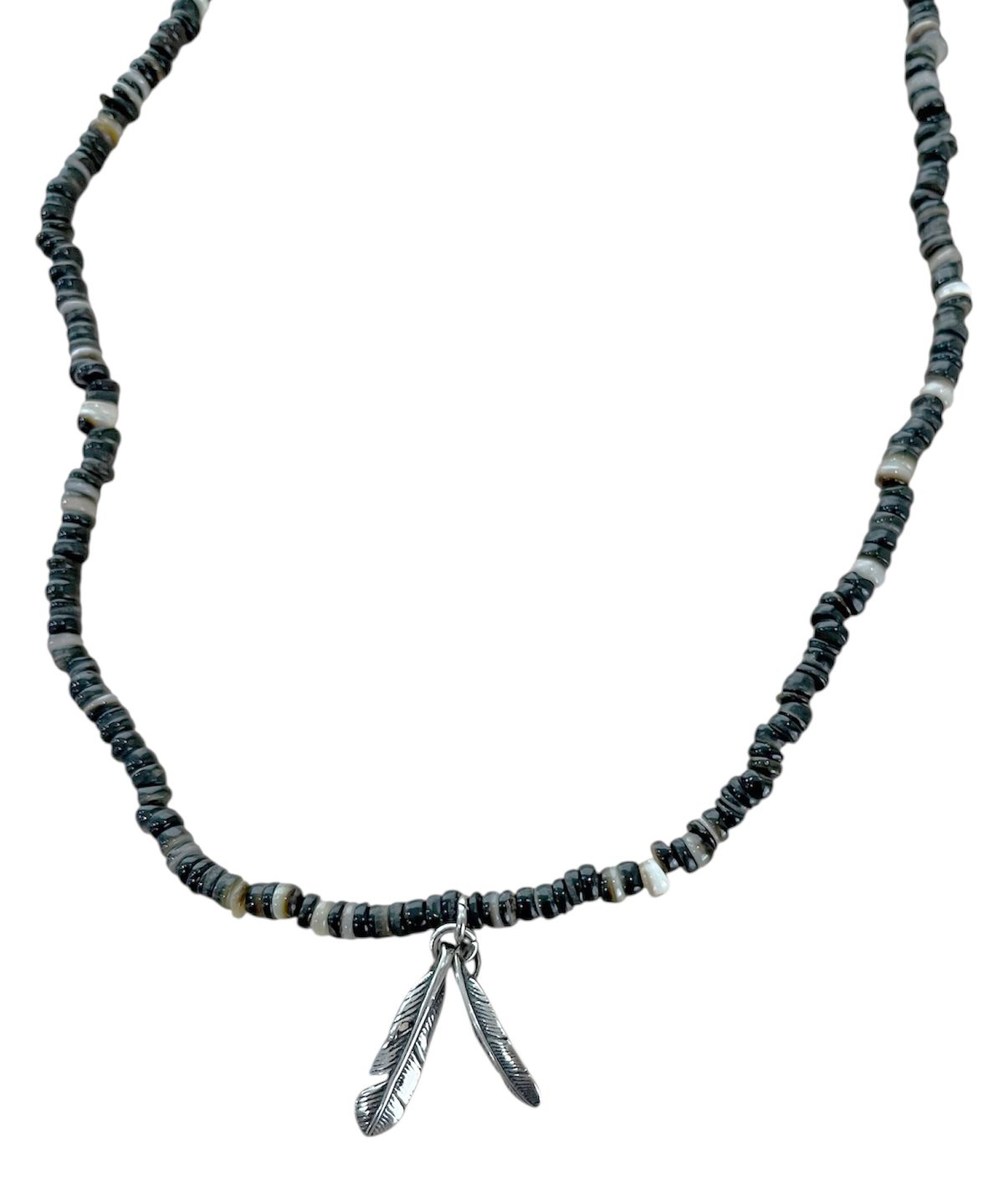 스케이터락(SK8ER ROCK) Vintage Feather Black Nacre Necklace ((black mixed))