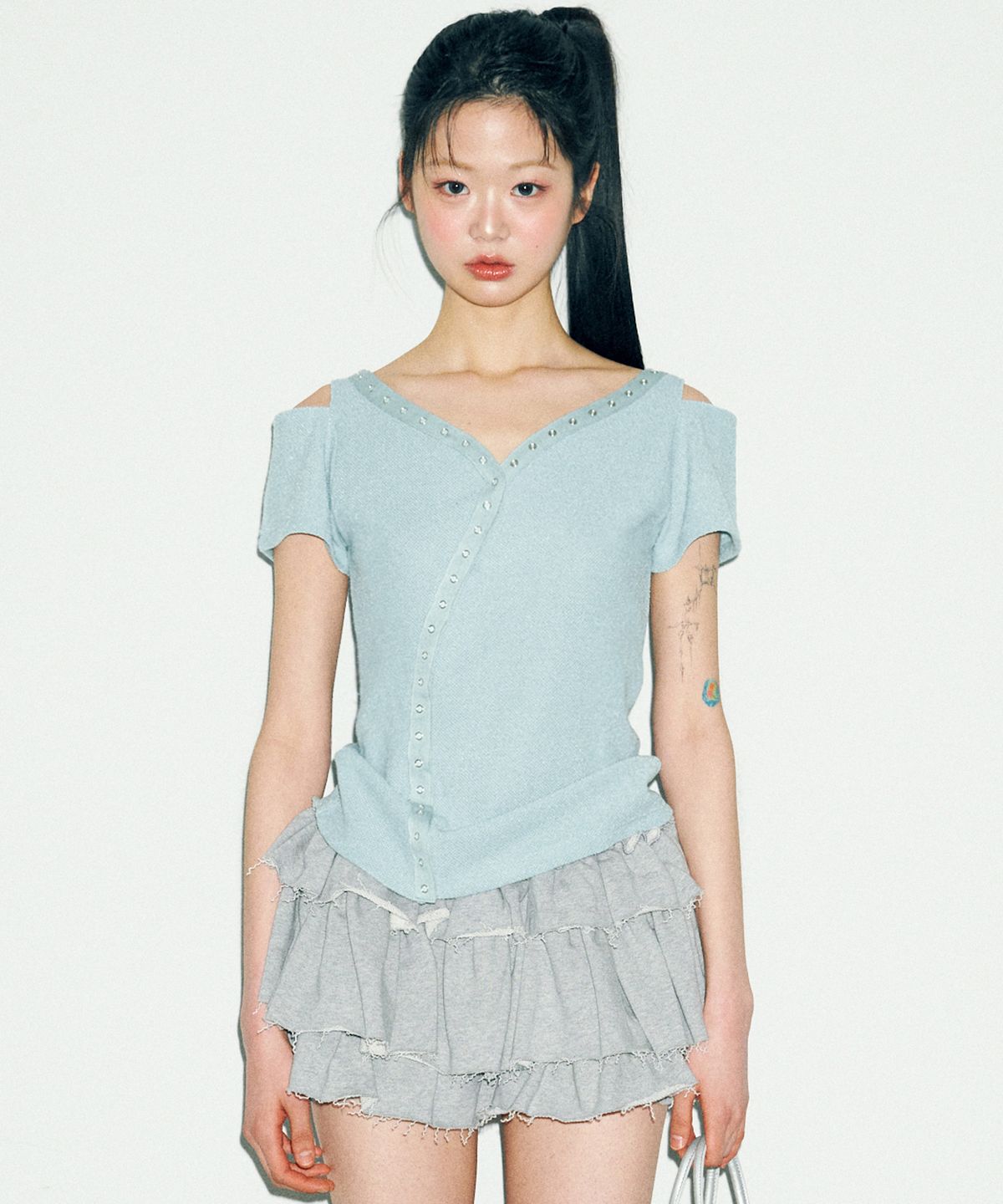 닐링(NILLRING) T19.00 Snep point Short-sleeved cardigan _ Mint