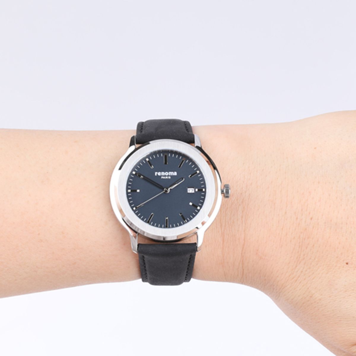 레노마 시계(RENOMA WATCH) RE2501MWHBL 커플패션가죽밴드시계 남성화이트블루