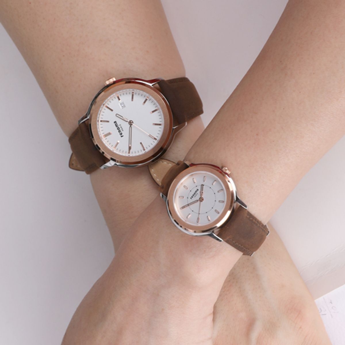 레노마 시계(RENOMA WATCH) RE2501MRCWH 커플패션가죽밴드시계 남성로즈골드화이트