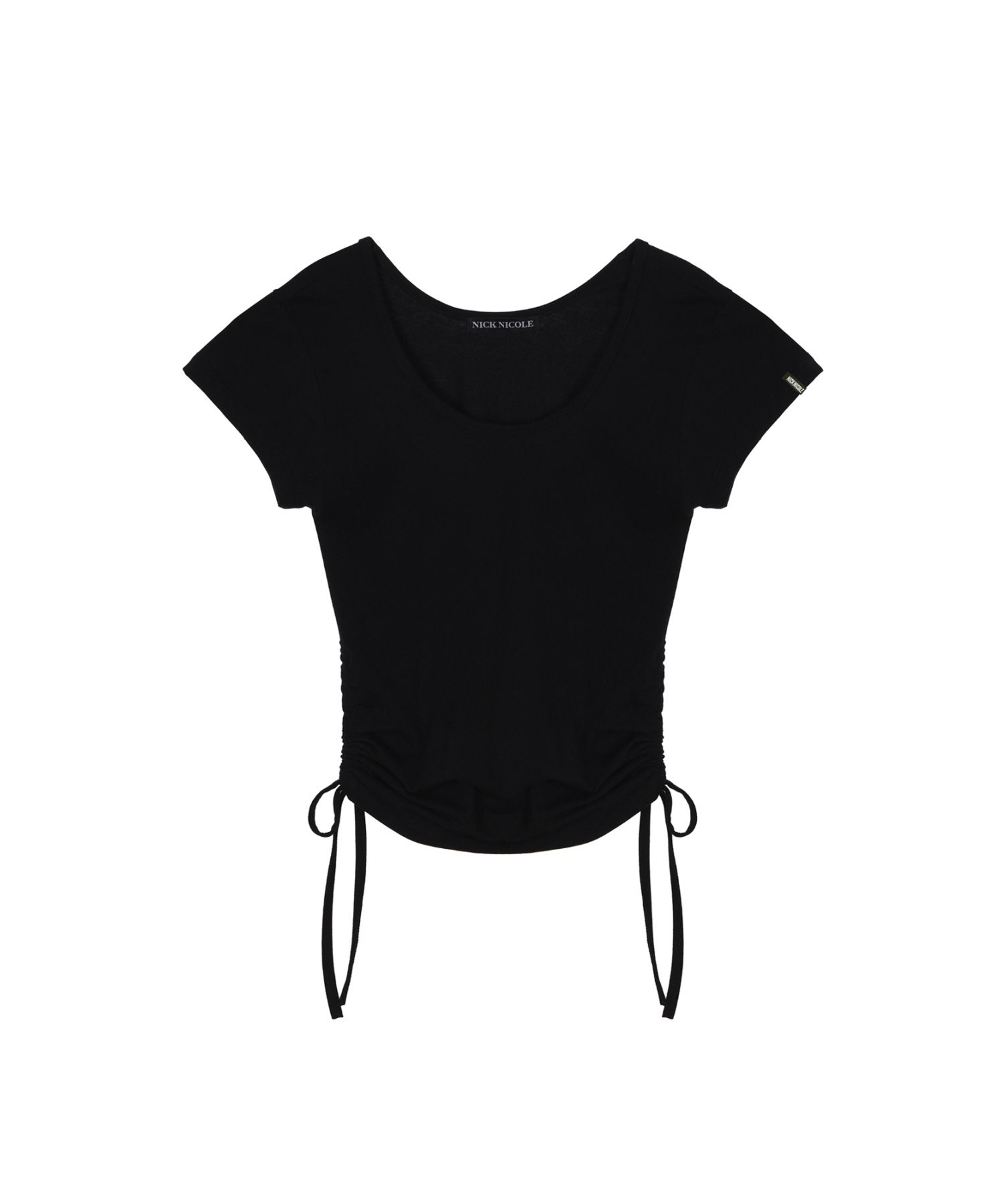 Tシャツ・カットソー NICK&NICOLE NICOLE SHIRRING HALF TOP 4BUK374 MUSINSA | NICK&NICOLE SIDE HOLE SHIRRING TOP_BLACK