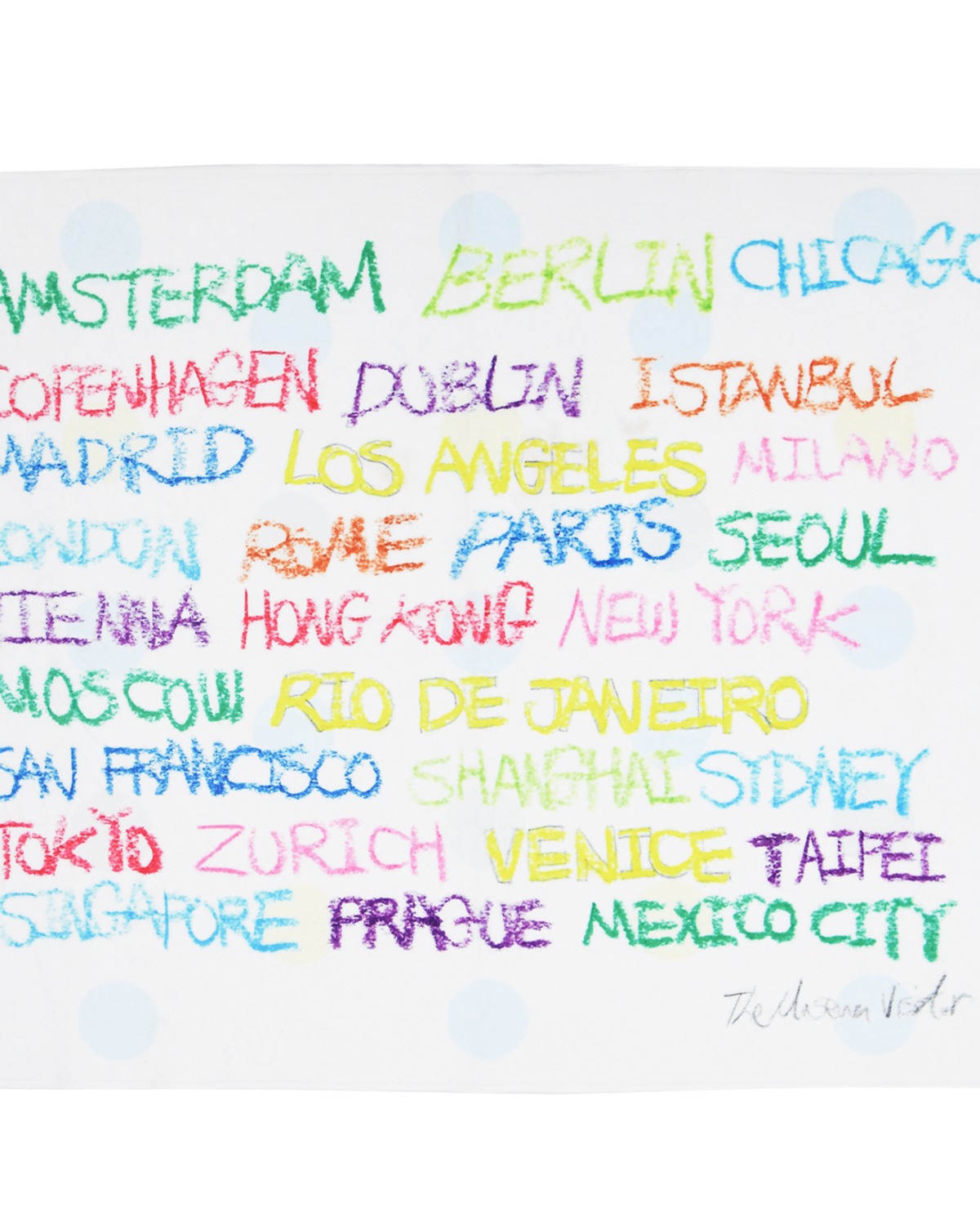 더뮤지엄비지터(THEMUSEUMVISITOR) CITY DRAWING GRAPHIC BEACH TOWEL (WHITE)