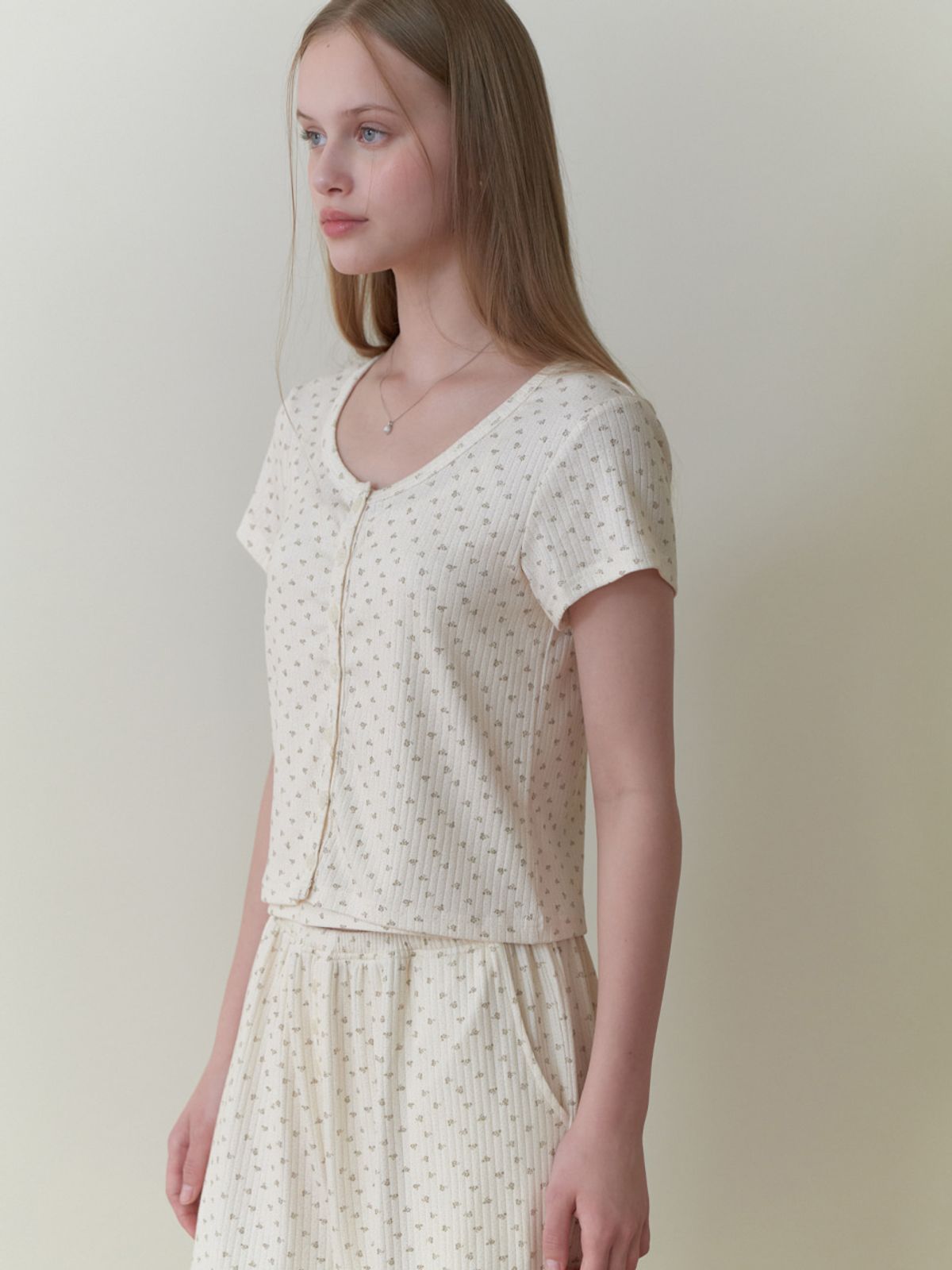 리엘(RE L) Florrie cardigan set (green flower)