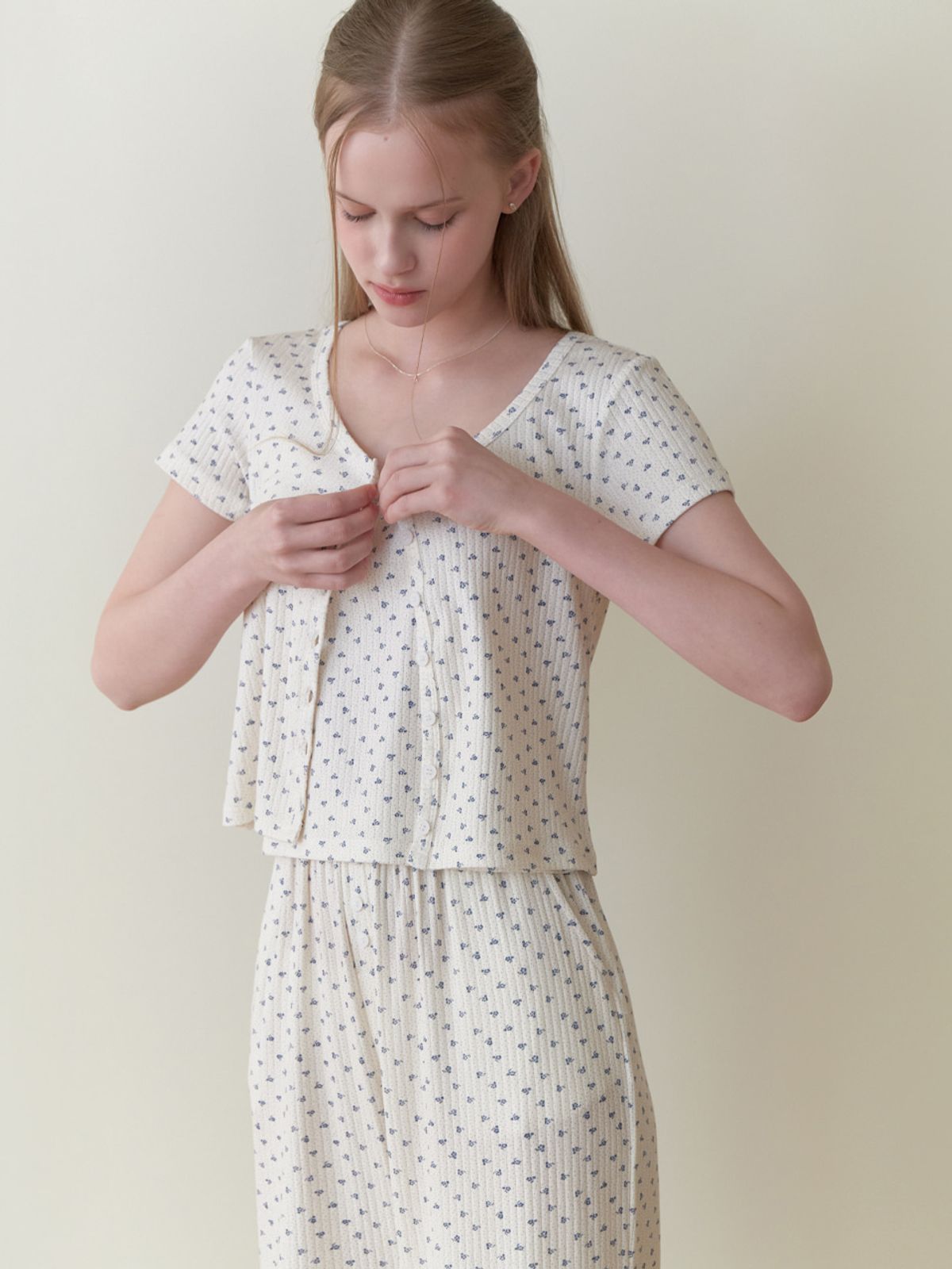리엘(RE L) Florrie cardigan set (blue flower)