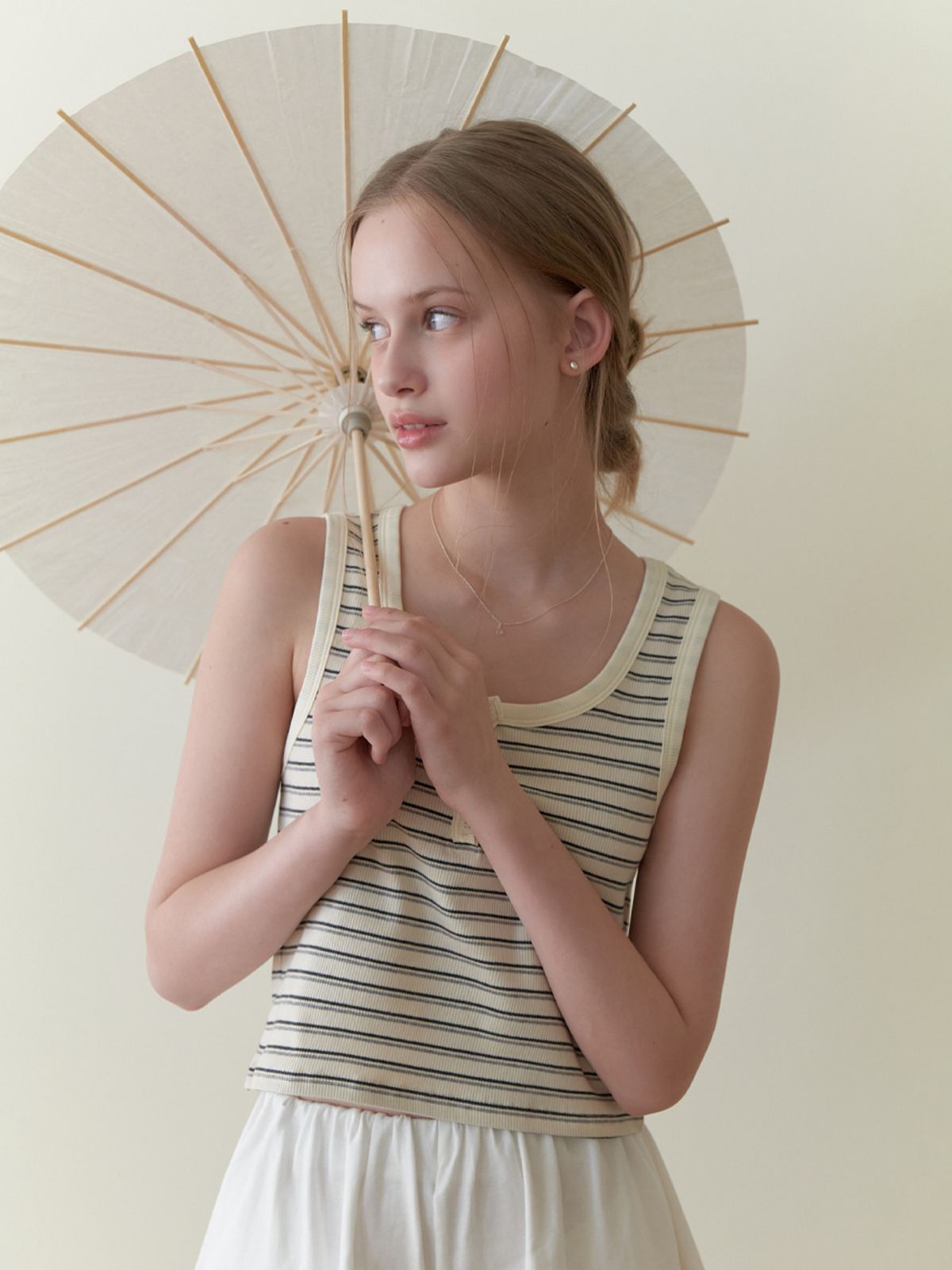 리엘(RE L) Fizz button sleeveless (stripe)