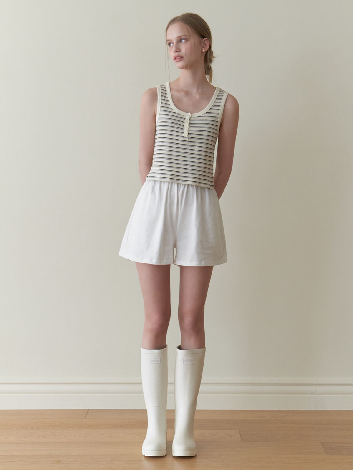 리엘(RE L) Fizz button sleeveless (stripe)
