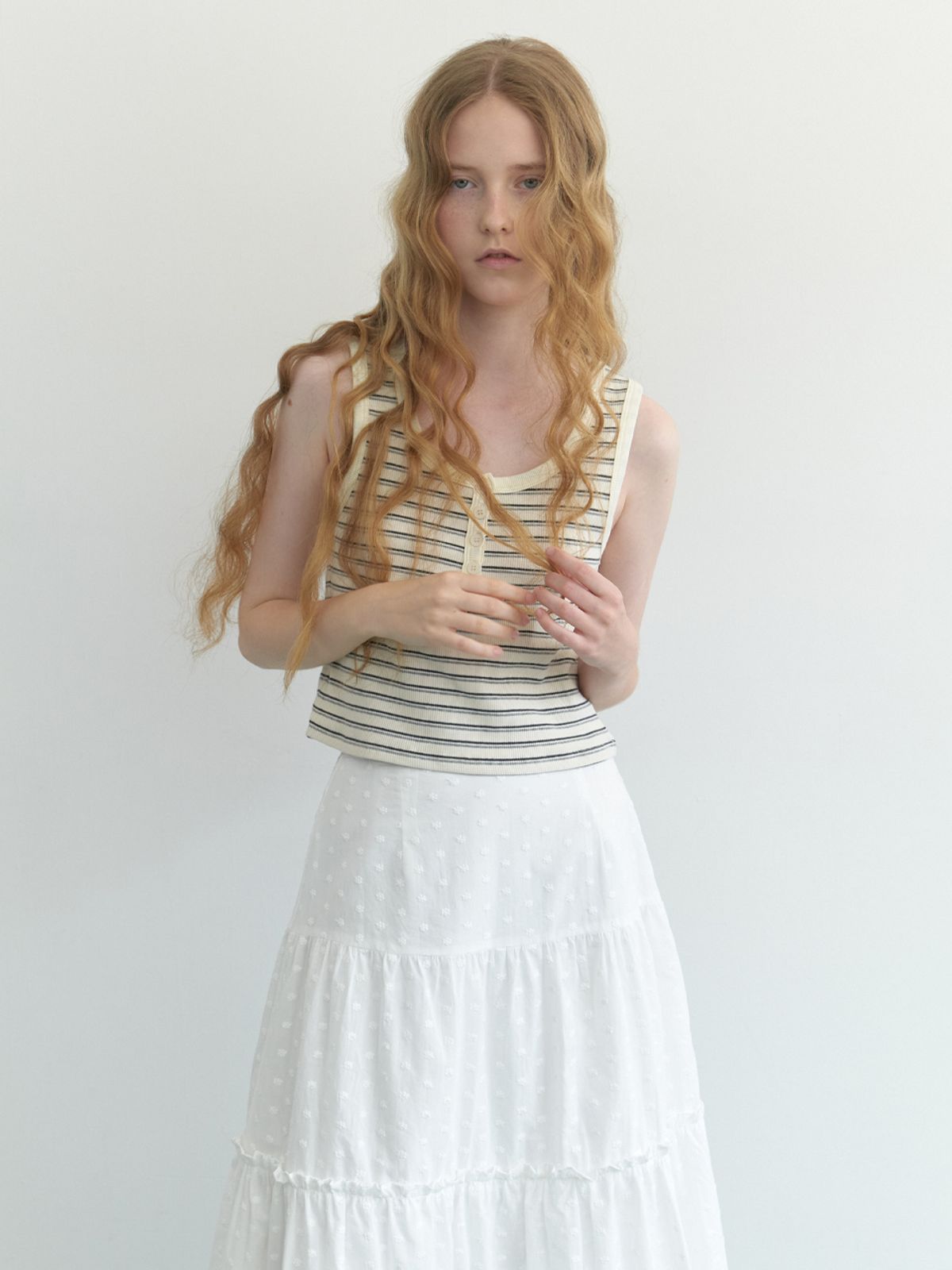 리엘(RE L) Fizz button sleeveless (stripe)