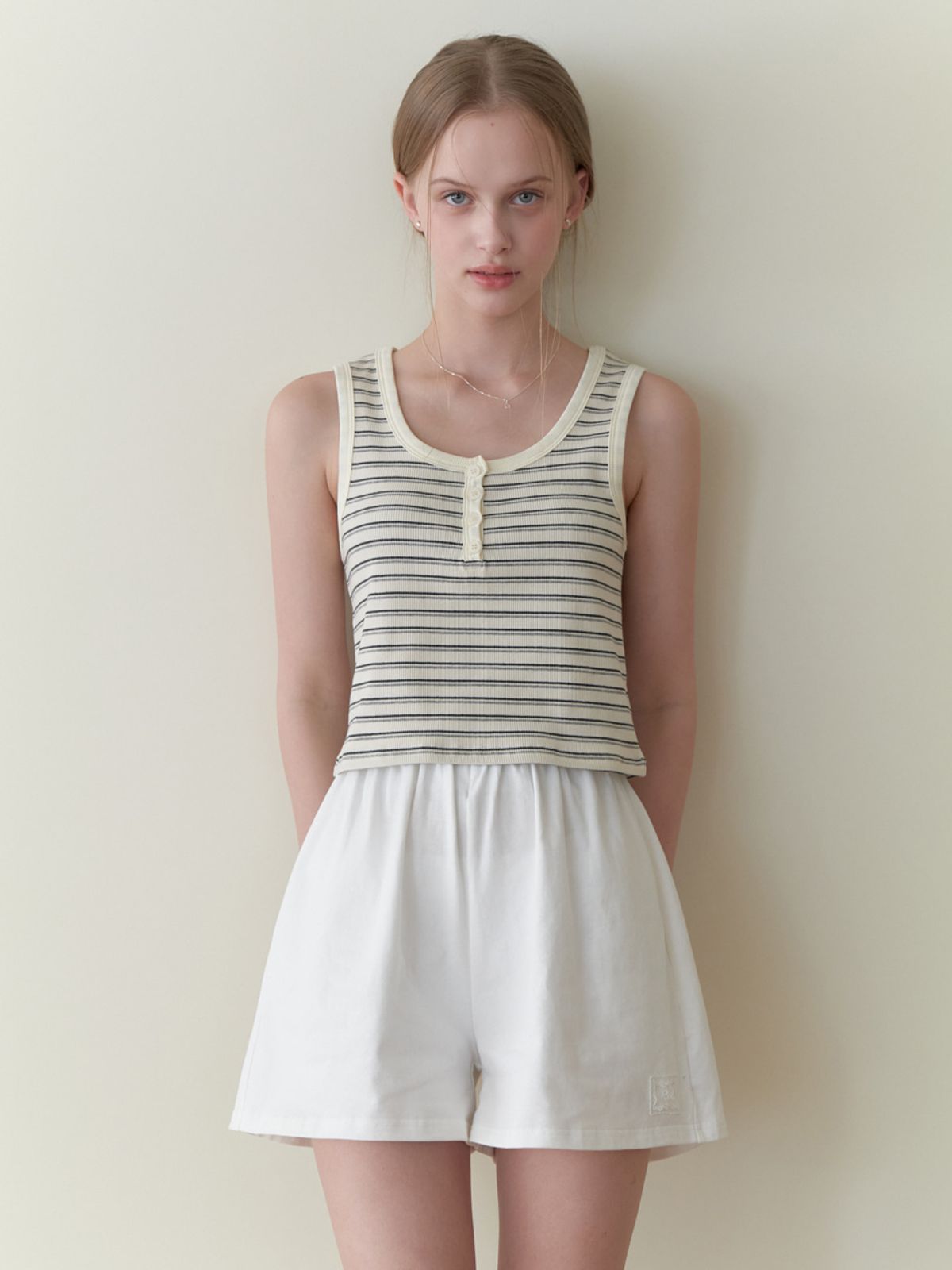 리엘(RE L) Fizz button sleeveless (stripe)