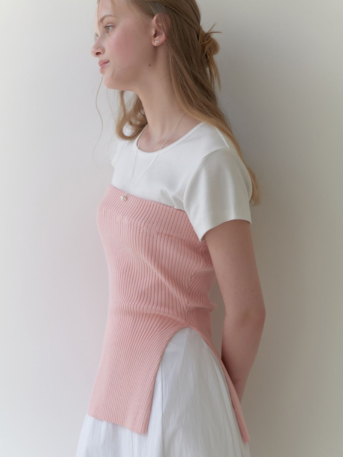 리엘(RE L) Avant knit top (pink)