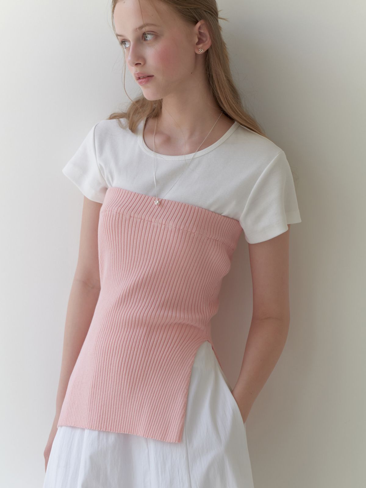 리엘(RE L) Avant knit top (pink)