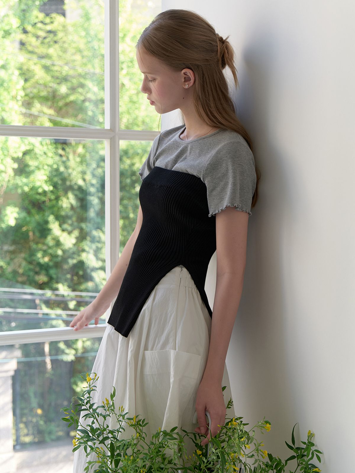 리엘(RE L) Avant knit top (black)