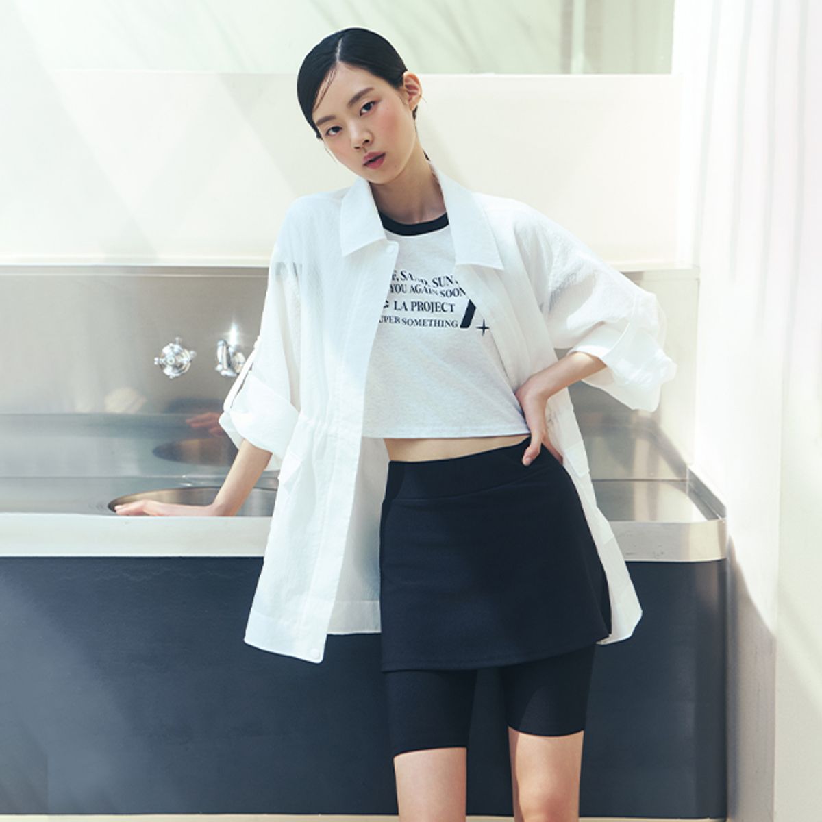 랩(LAP) 시스루 포켓 하프점퍼 AR2WZ460