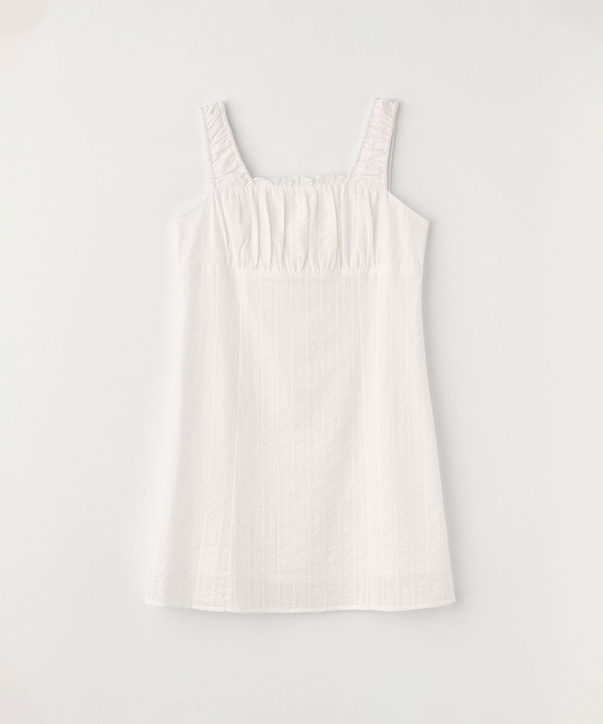 셀리테일즈(CELITAILS) SHIRRING COTTON SLEEVELESS MINI DRESS_IVORY