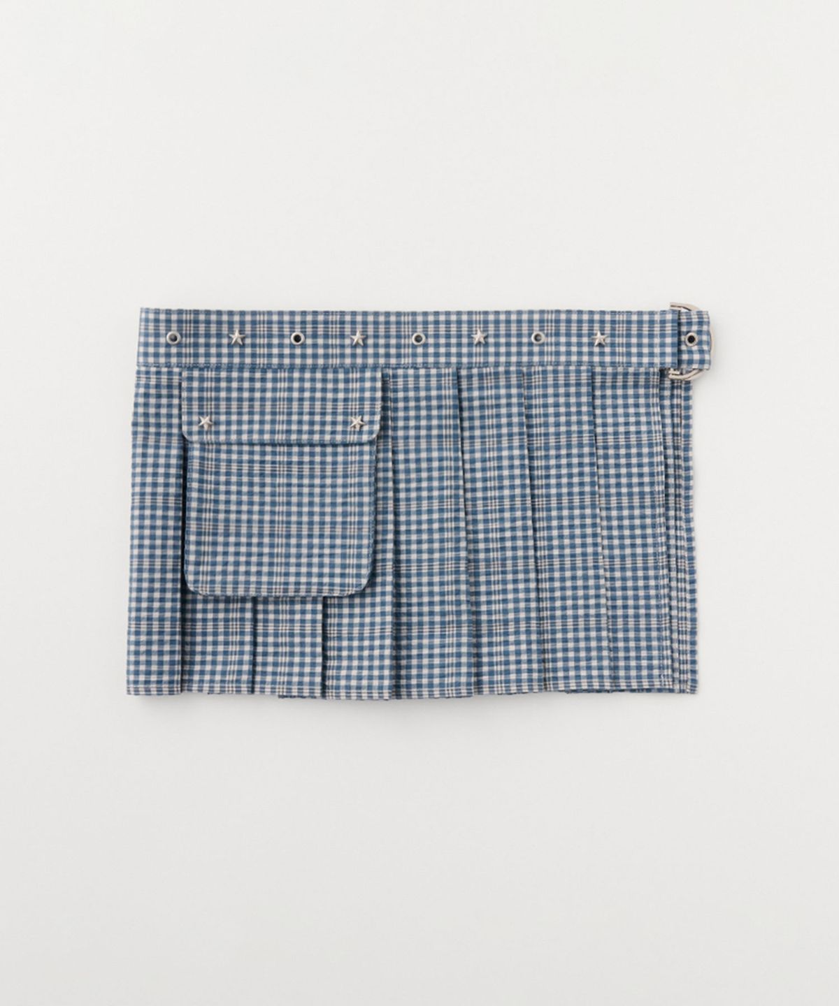 셀리테일즈(CELITAILS) CHECK LAYERED POCKET BELT SKIRT_BLUE