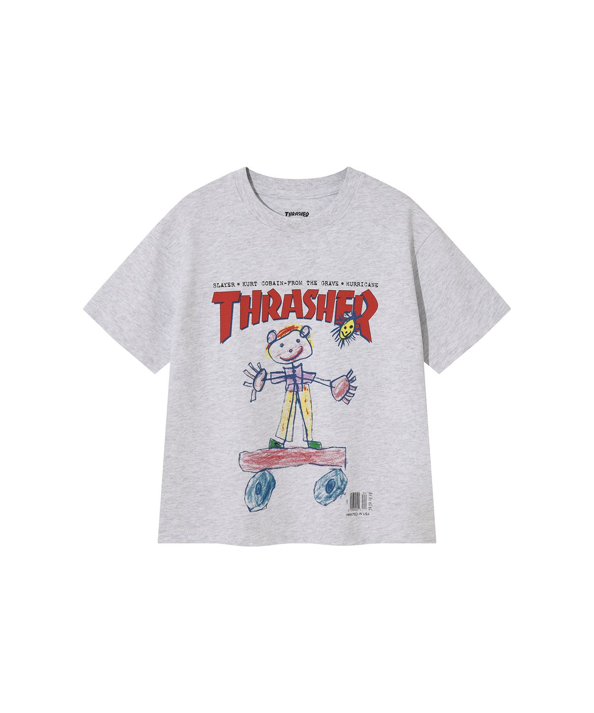 트레셔키즈(THRASHERKIDS) 스몰 키즈 스케치 반팔 티셔츠 라이트 그레이