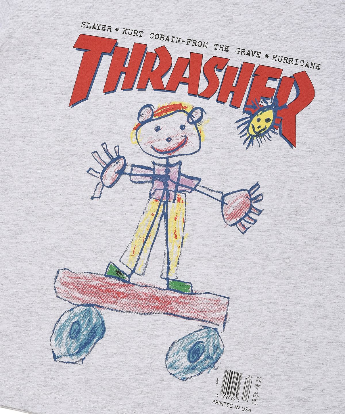 트레셔키즈(THRASHERKIDS) 스몰 키즈 스케치 반팔 티셔츠 라이트 그레이