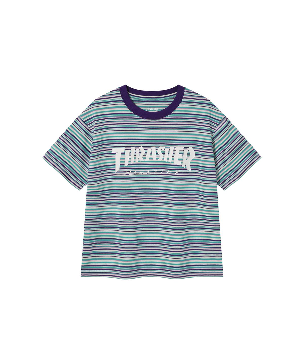 트레셔키즈(THRASHERKIDS) 키즈 플레임 멀티 스트라이프 반팔 티셔츠 민트