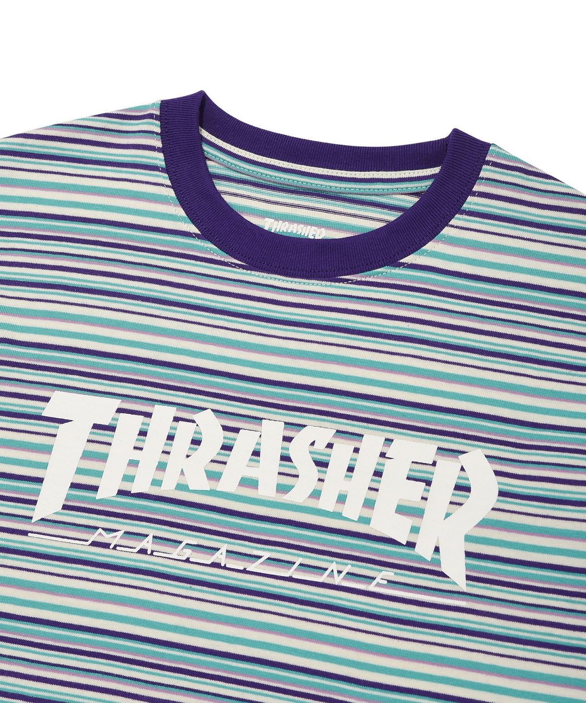 트레셔키즈(THRASHERKIDS) 키즈 플레임 멀티 스트라이프 반팔 티셔츠 민트