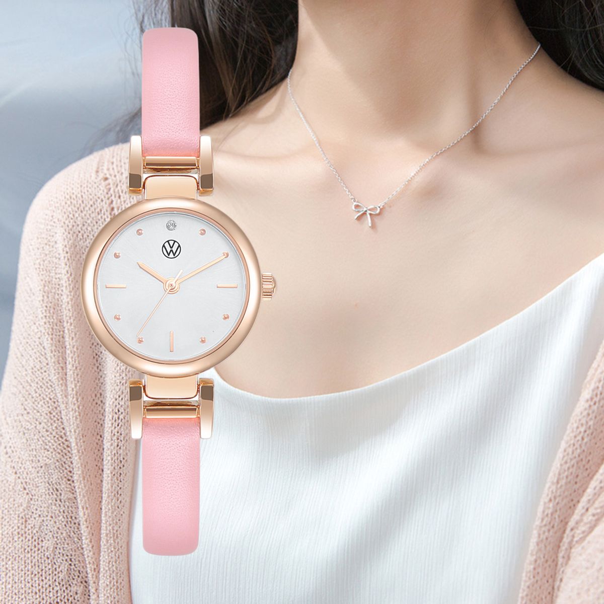 폭스바겐 와치(VOLKSVAGEN WATCH) 스와로브스키 스톤 사용 H 러그 silver 925 목걸이 세트 상품  무료각인