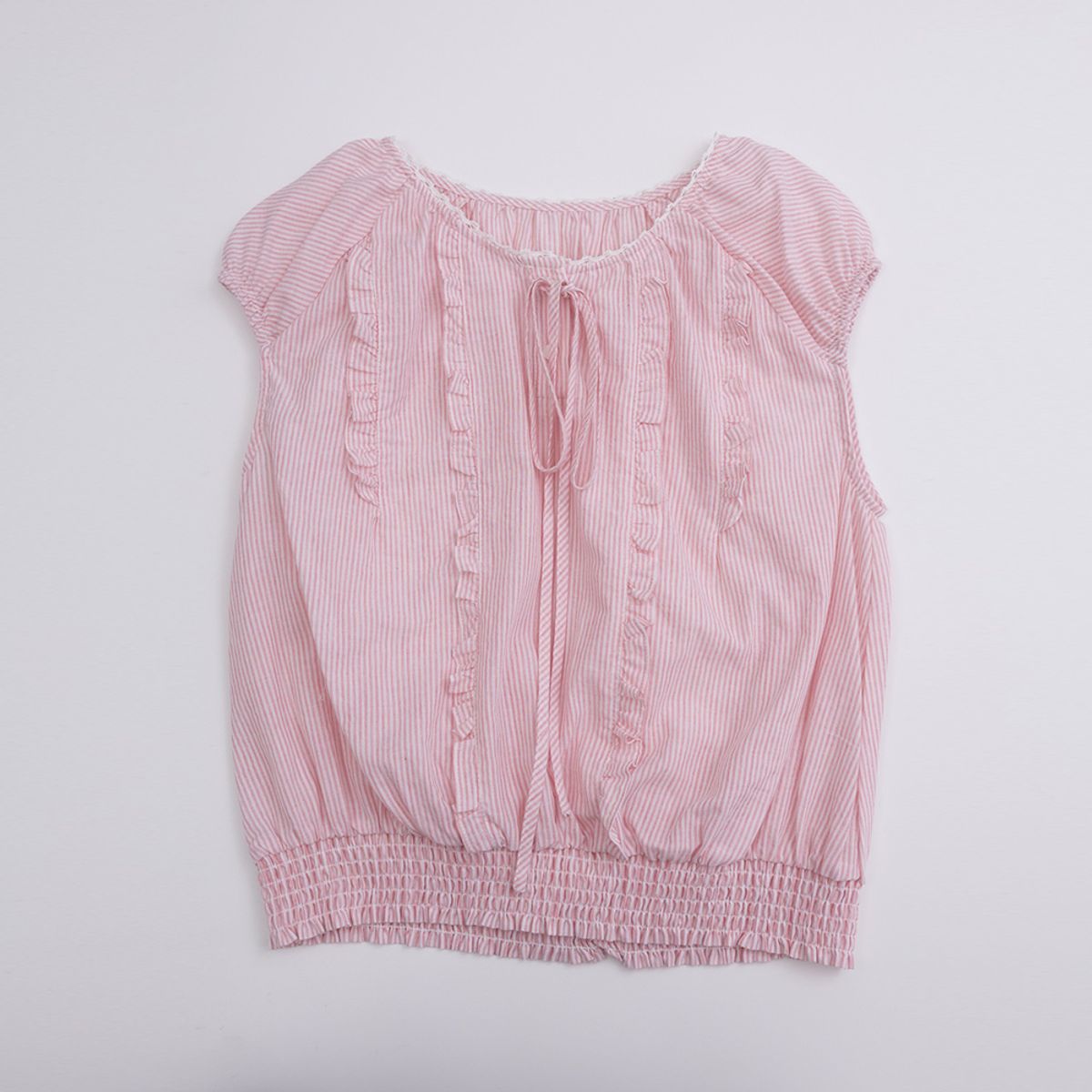 던드롭(DUNDROP) DD_Striped ribbon top_2color
