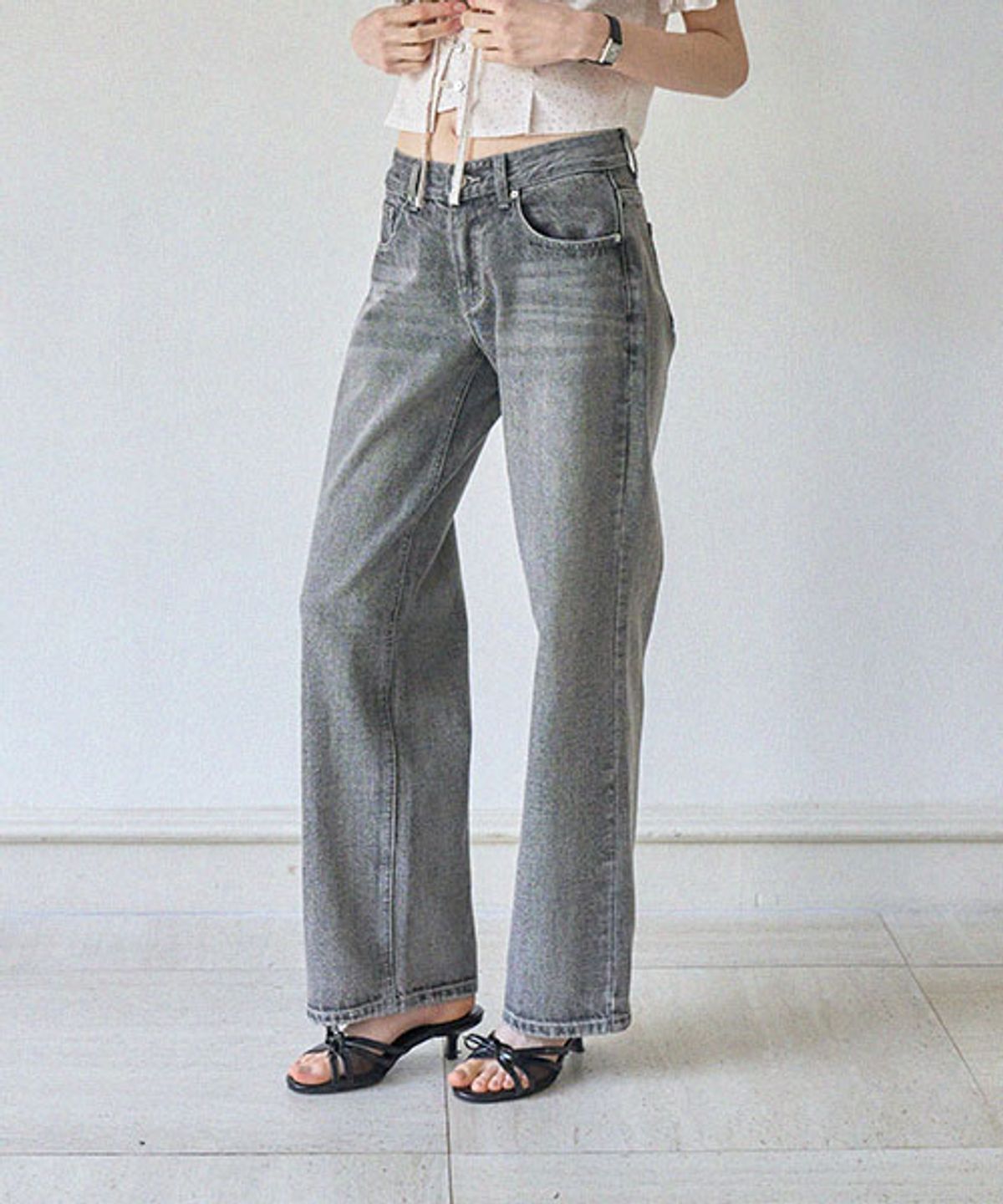 헤인트(HAINT) SIGNY LOW RISE WIDE PANTS_GRAY