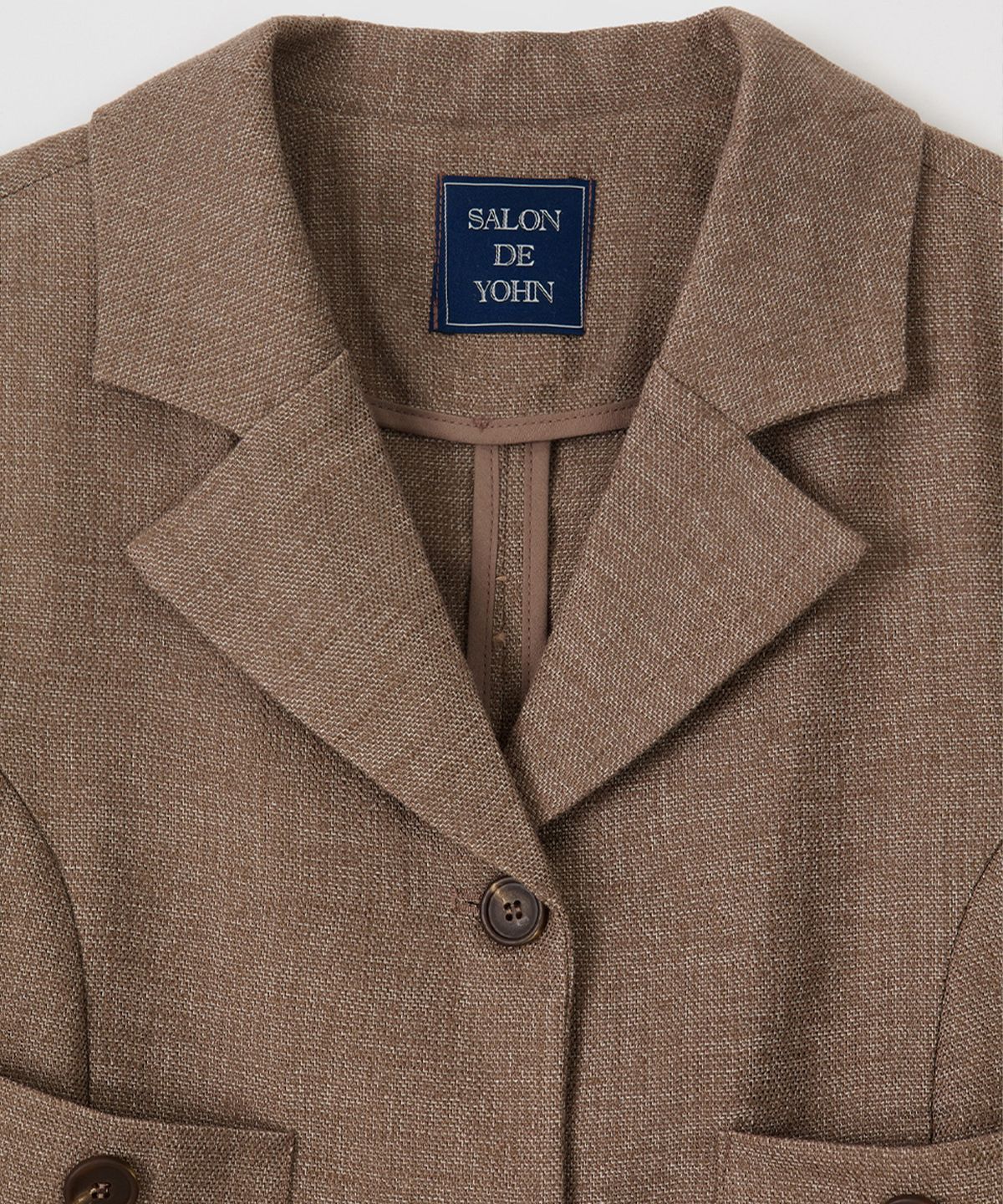 살롱 드 욘(SALON DE YOHN) Classic Linen Short Jacket_ Brown