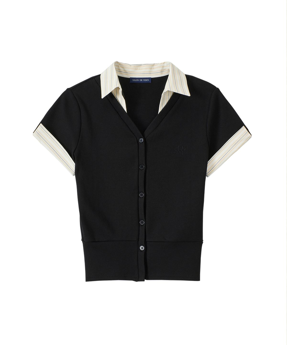살롱 드 욘(SALON DE YOHN) Timeless Short Sleeve Cardigan_ Black