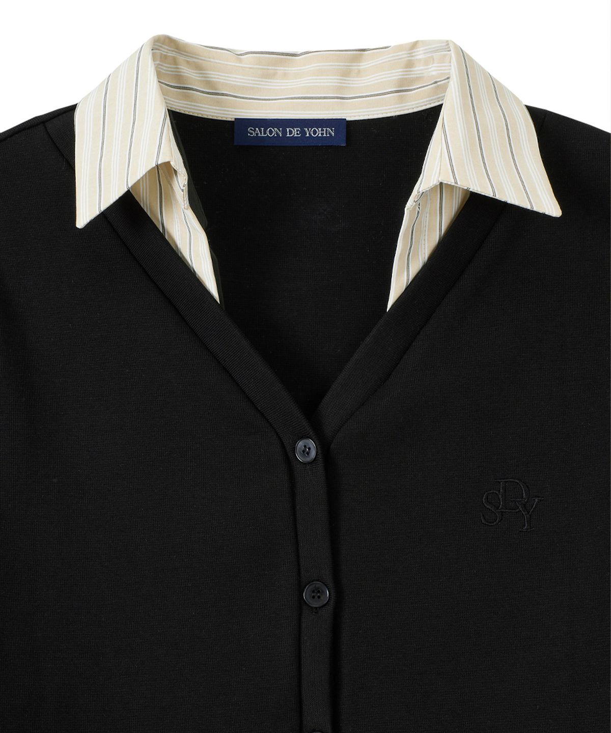 살롱 드 욘(SALON DE YOHN) Timeless Short Sleeve Cardigan_ Black
