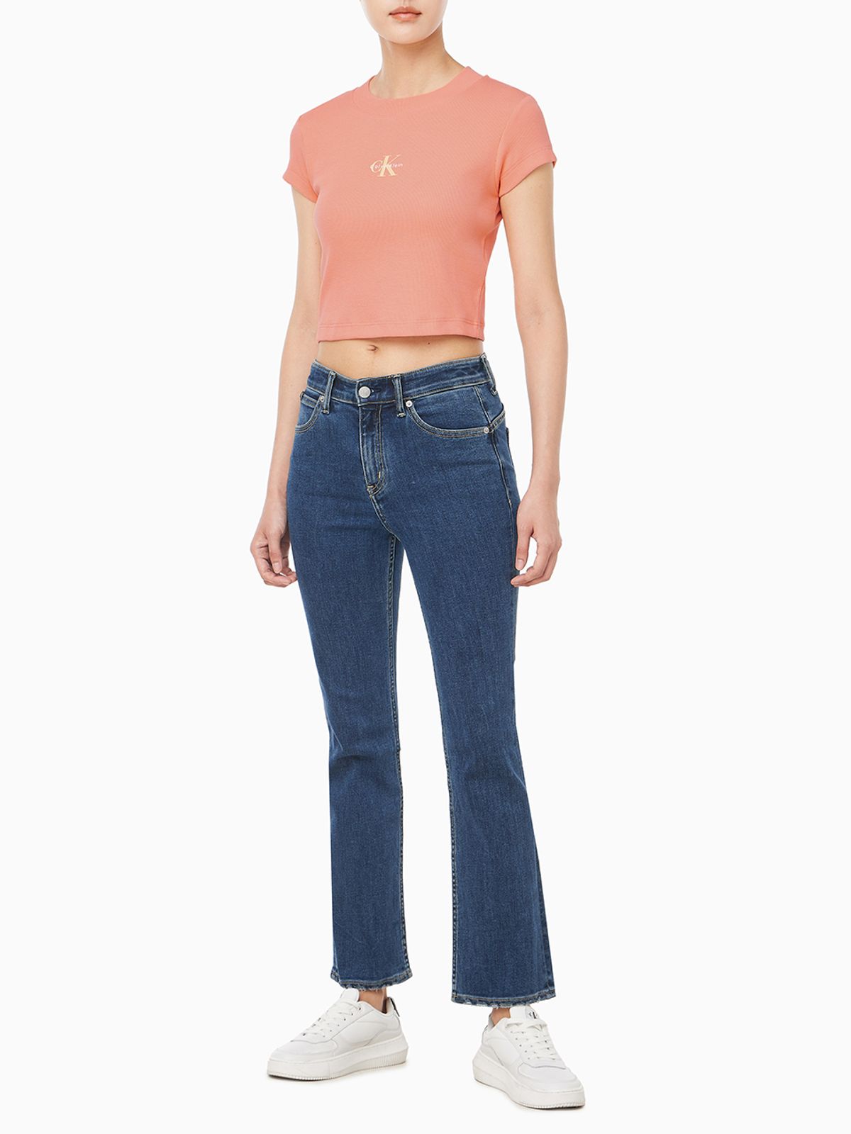 캘빈클라인 진(CALVIN KLEIN JEANS) 여성 모노그램 베이비 반팔 티셔츠 47AB802 VDW