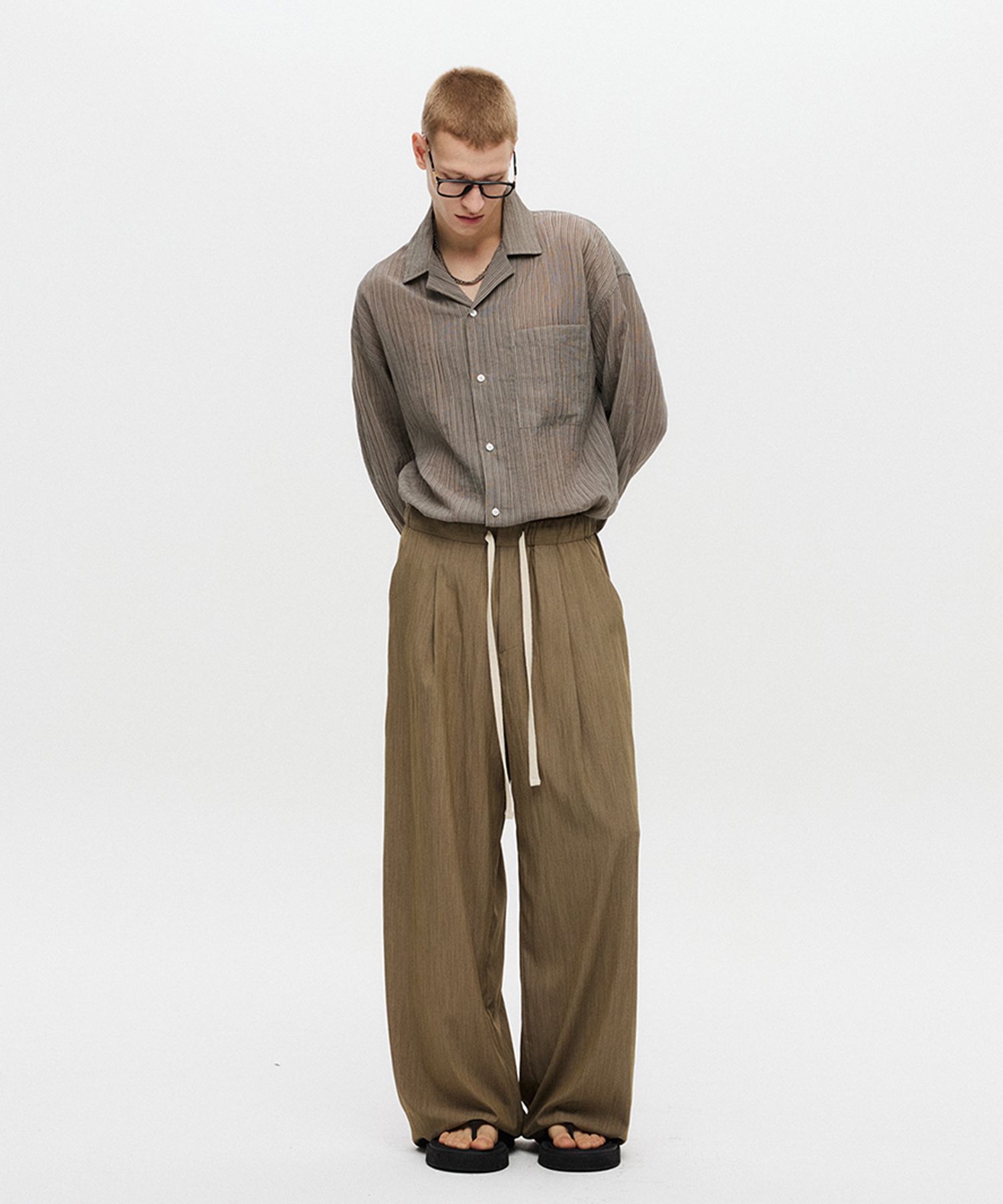 スラックス DNSR Summer one-tuck wide pants 5SH146 MUSINSA | DNSR Summer one-tuck wide pants beige