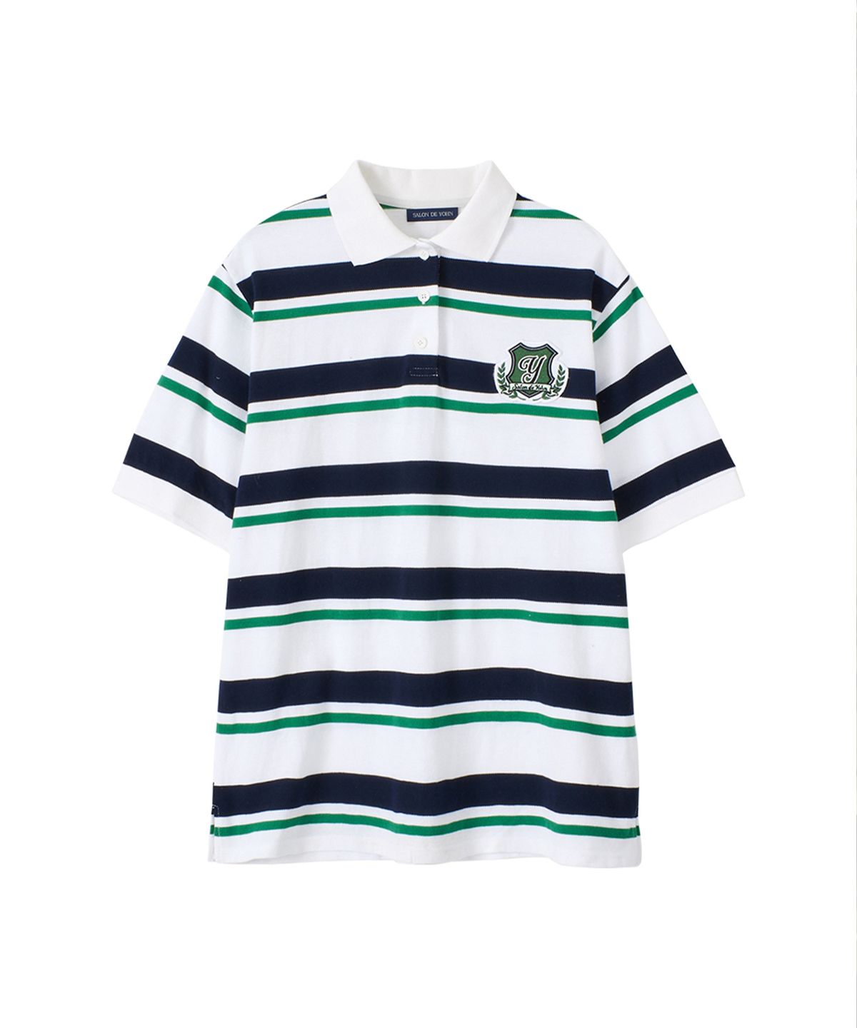 살롱 드 욘(SALON DE YOHN) Loose Fit Pique Shirt_ Green Stripe