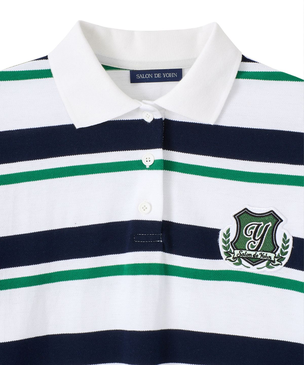 살롱 드 욘(SALON DE YOHN) Loose Fit Pique Shirt_ Green Stripe