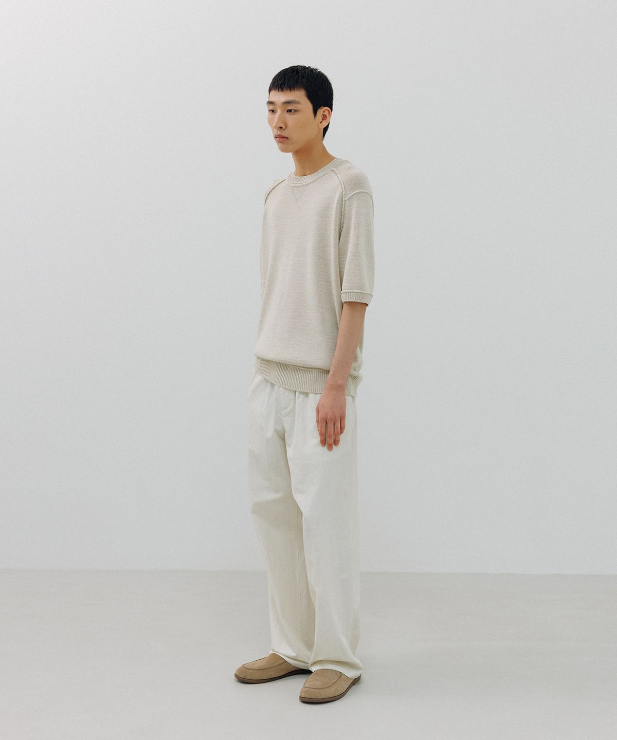 블랭크룸(BLANKROOM) 짐 하프 니트_NATURAL
