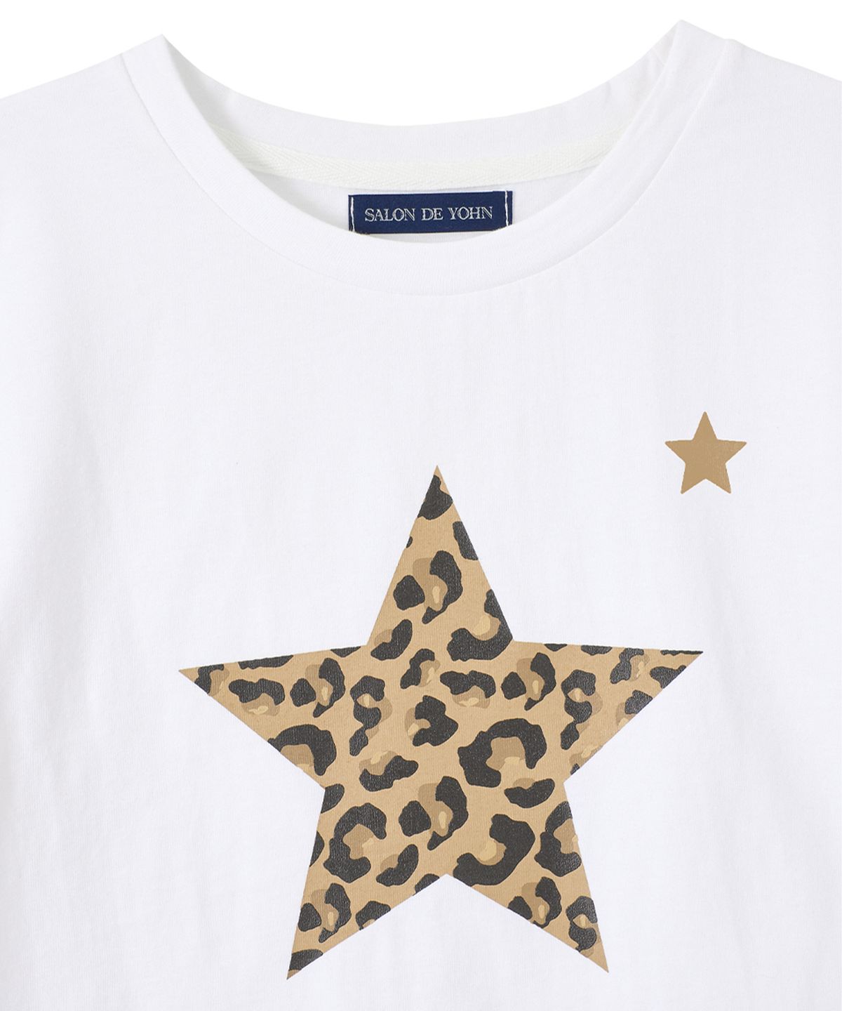 살롱 드 욘(SALON DE YOHN) Leopard Star Crop T_ White