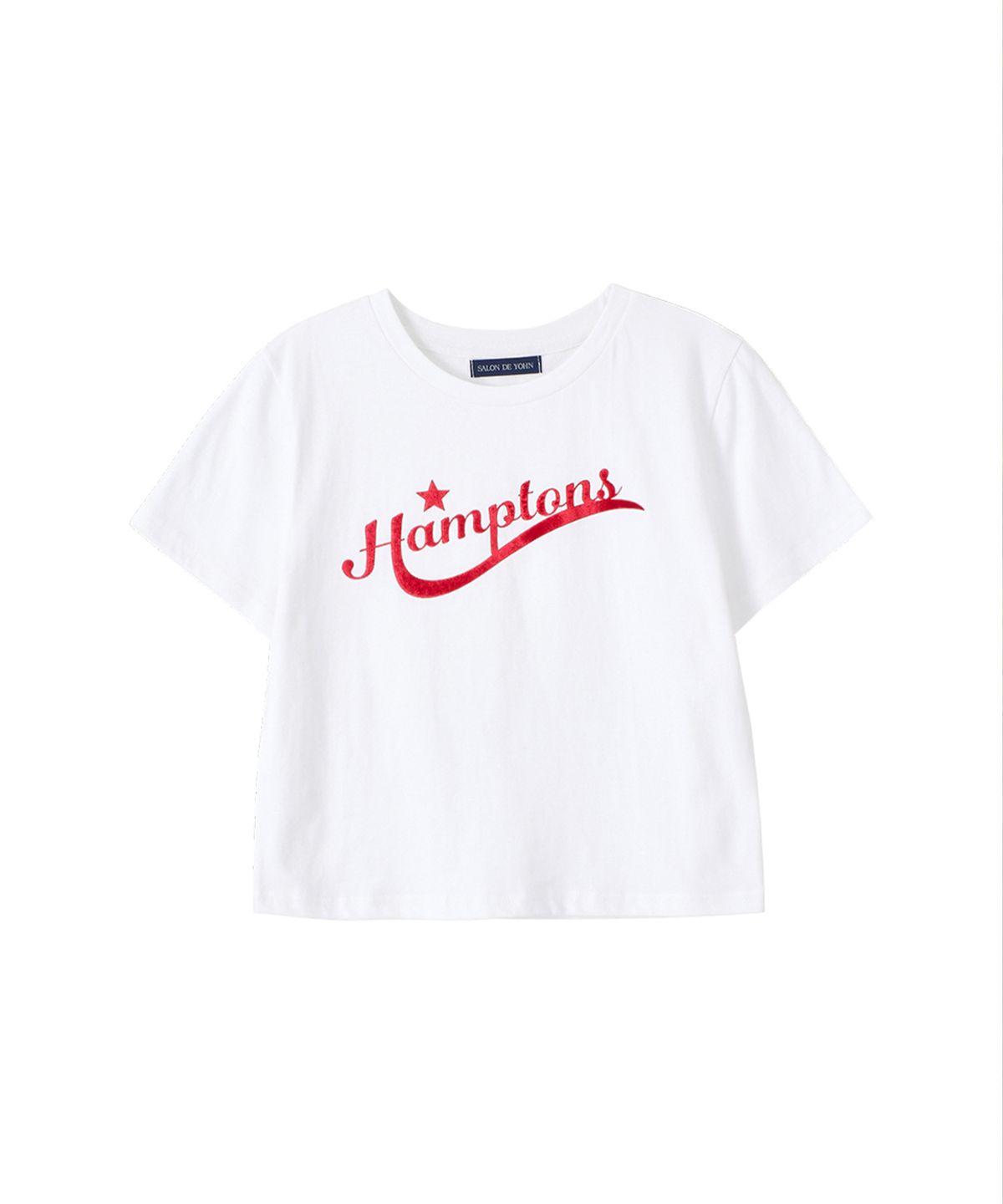 살롱 드 욘(SALON DE YOHN) Hampton Crop T_ White+Red
