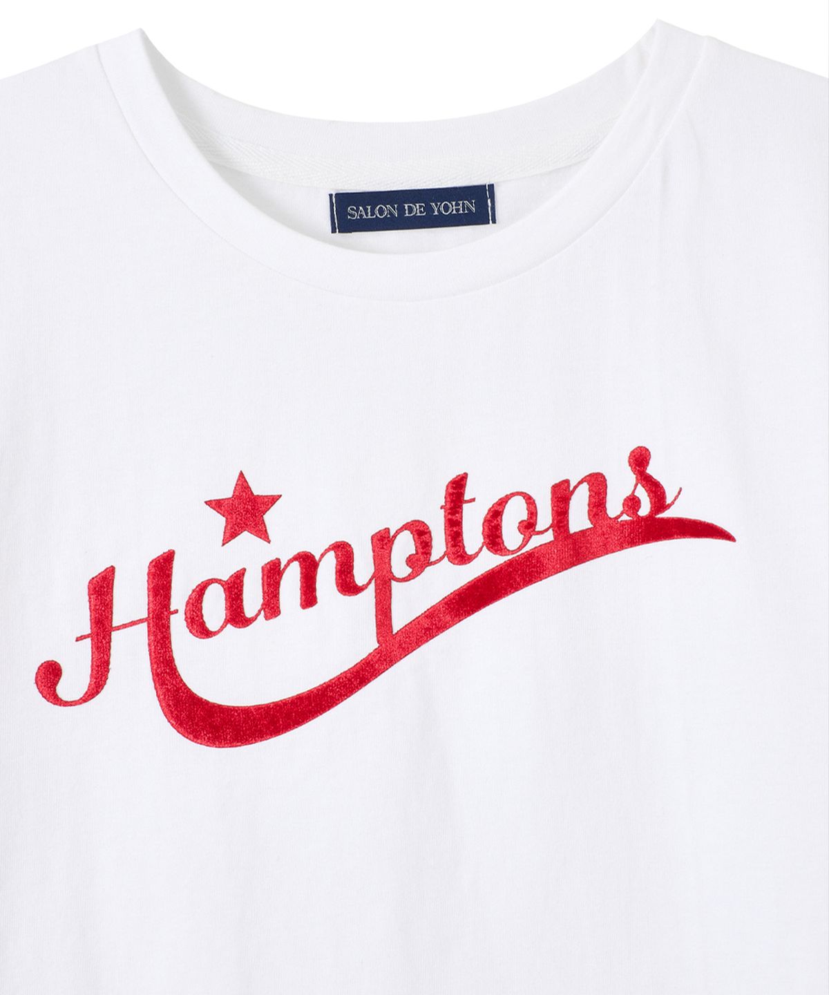 살롱 드 욘(SALON DE YOHN) Hampton Crop T_ White+Red