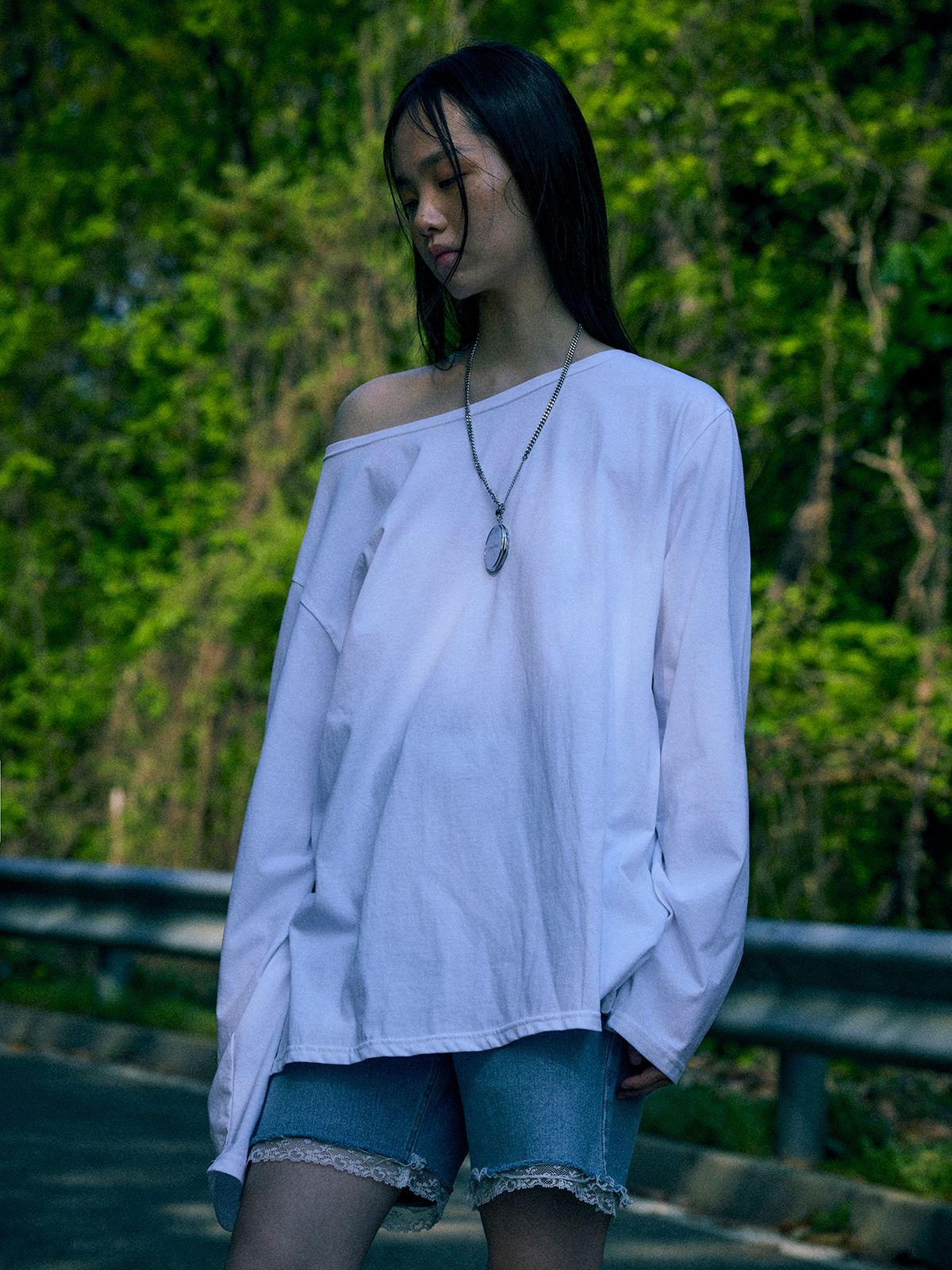 최에(CHOIAE) Cotton boat neck T-shirt - Ivory