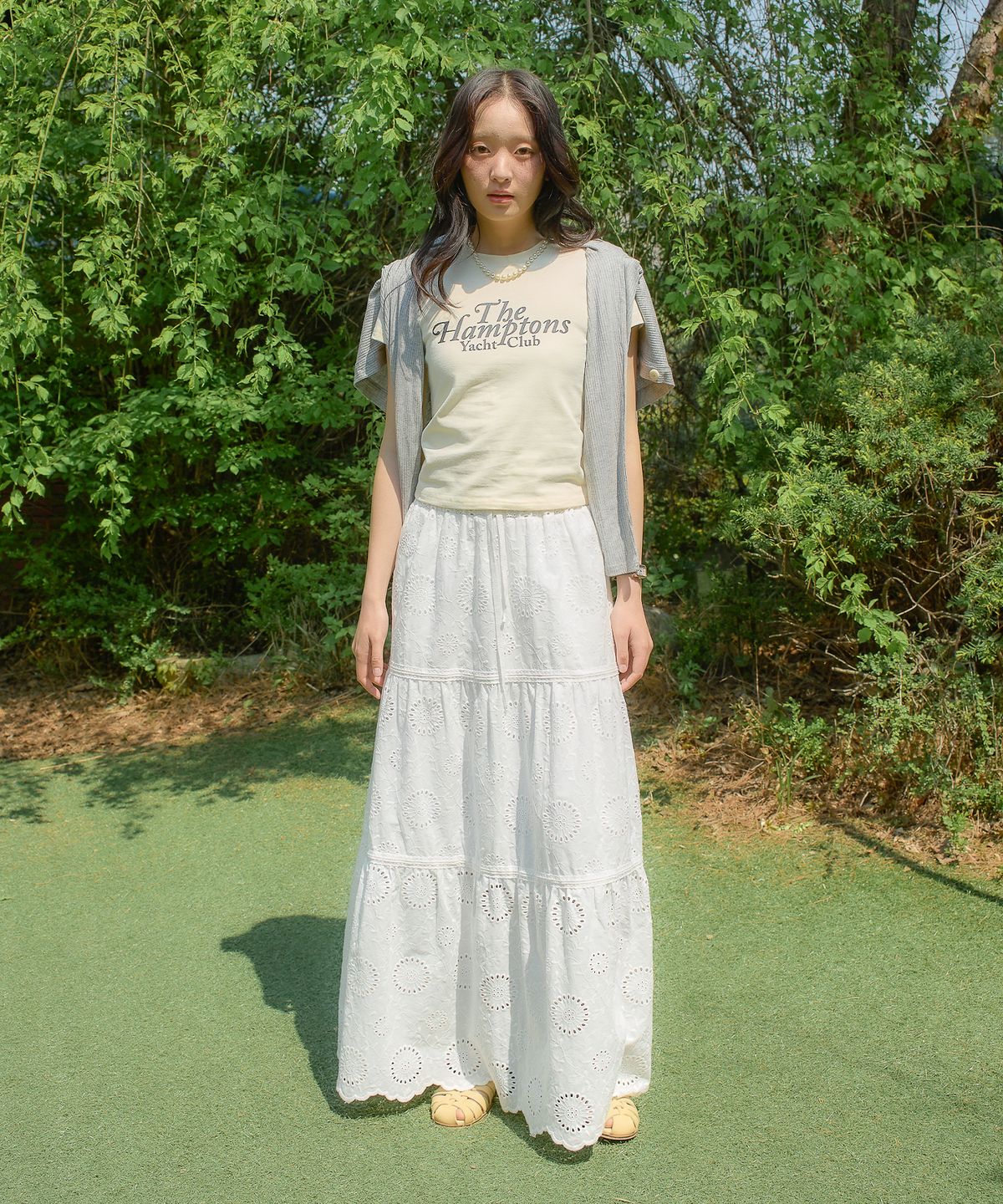 살롱 드 욘(SALON DE YOHN) Hampton Yacht Club Crop T_ Lemon