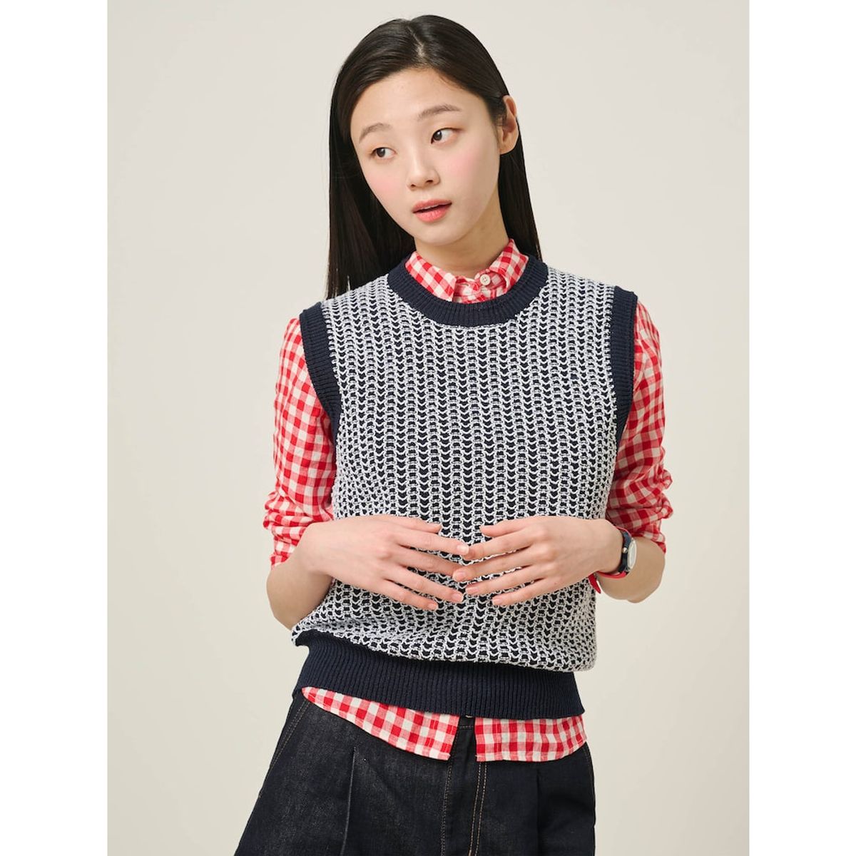 빈폴 레이디스(BEANPOLE LADIES) 보카시 베스트  네이비 (BF535UC01R)