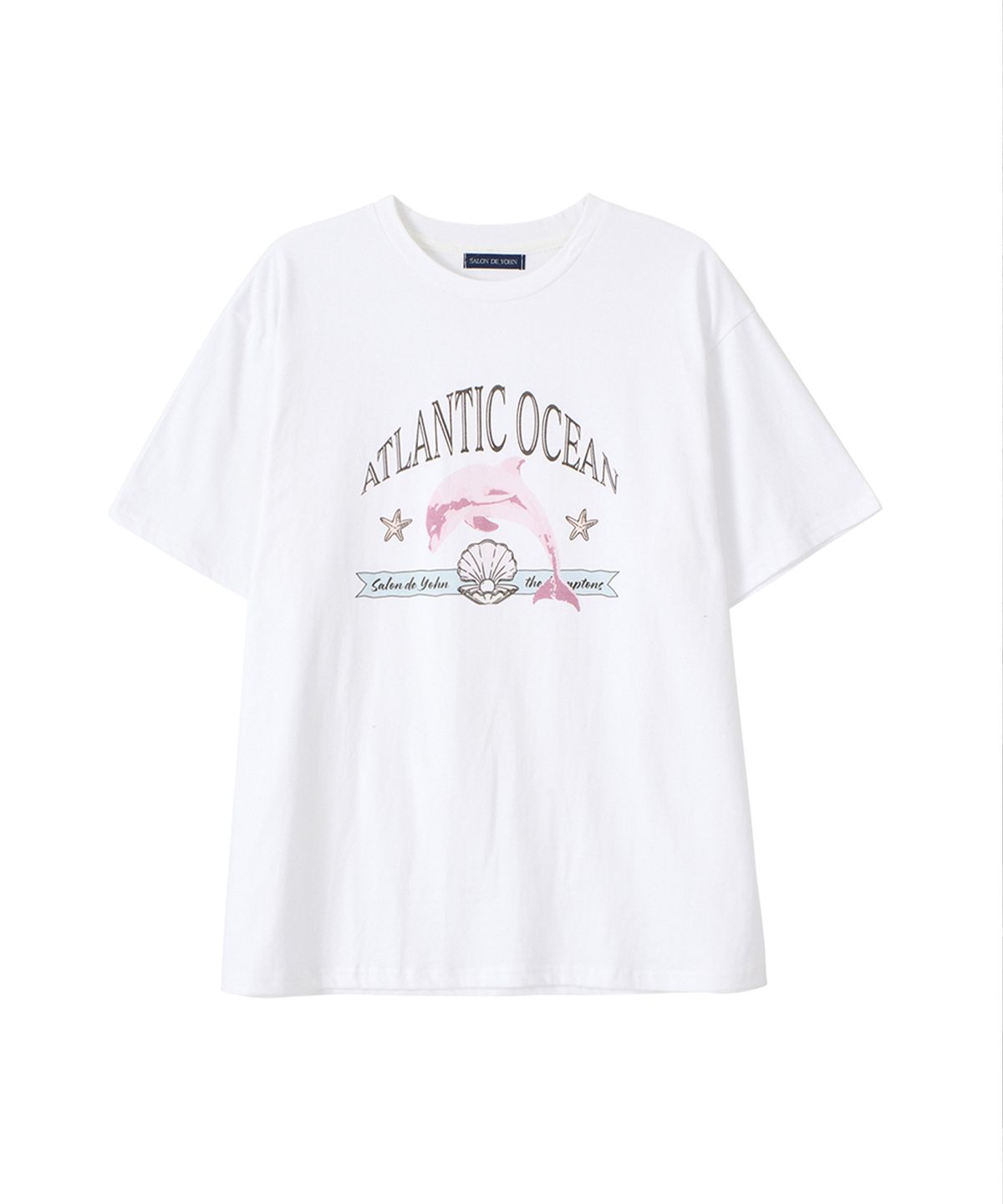 살롱 드 욘(SALON DE YOHN) Pink Dolphin Boxy T_ White