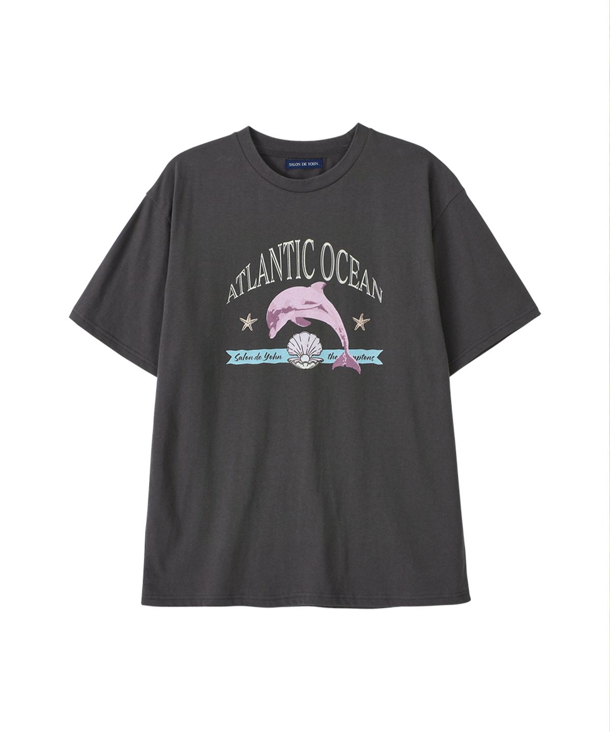 살롱 드 욘(SALON DE YOHN) Pink Dolphin Boxy T_ Charcoal