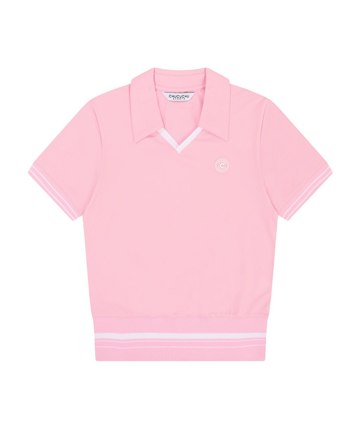 츄쿠츄(CHUCUCHU) CBESS-TS006W 브이 카라 숏슬리브 탑