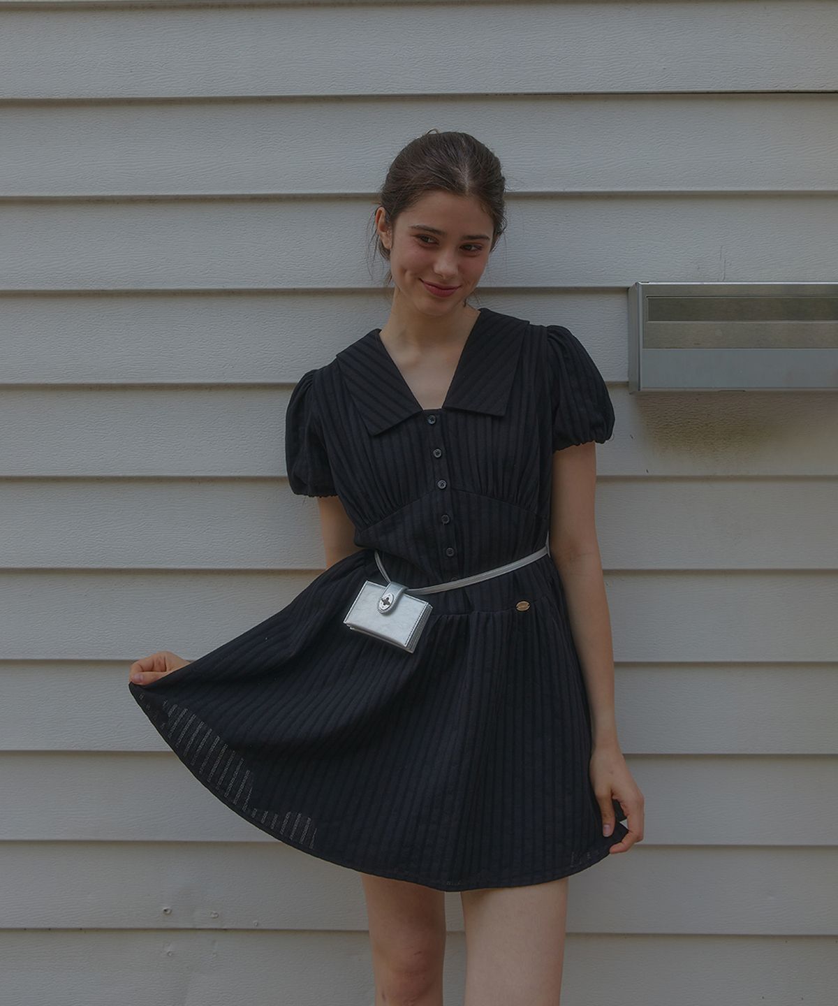 아노에틱(ANOETIC) ANC HEIDI PUFF SLEEVE DRESS_BLACK