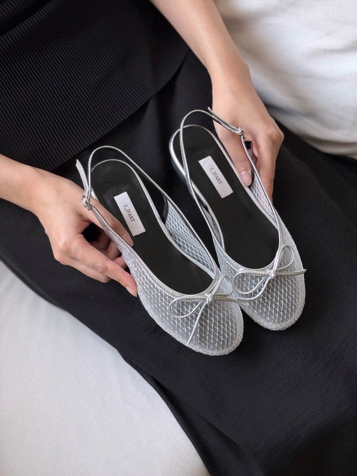 쥬다르(JEU DART) bling toe flat  silver