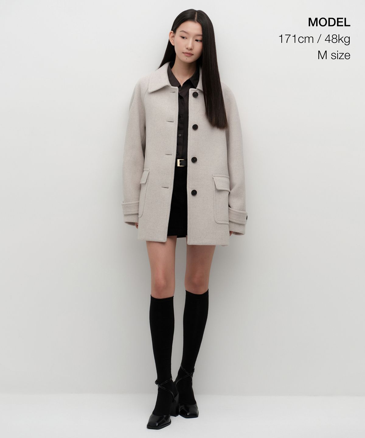 무신사 스탠다드 우먼(MUSINSA STANDARD WOMAN) 우먼즈 캐시미어 블렌드 하프 발마칸 코트 [오트밀]