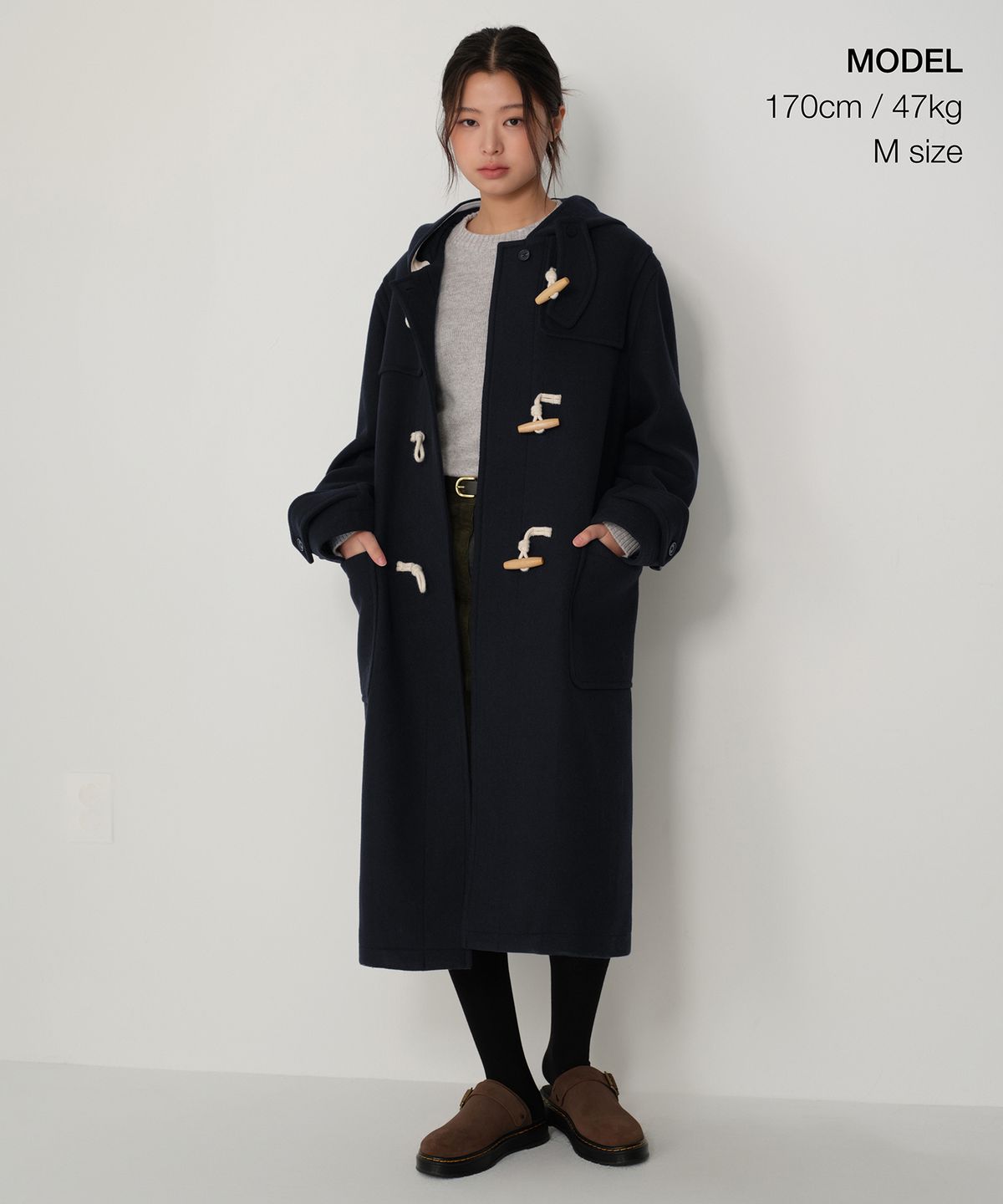 무신사 스탠다드 우먼(MUSINSA STANDARD WOMAN) 우먼즈 울 블렌드 오버사이즈 더플 코트 [네이비]