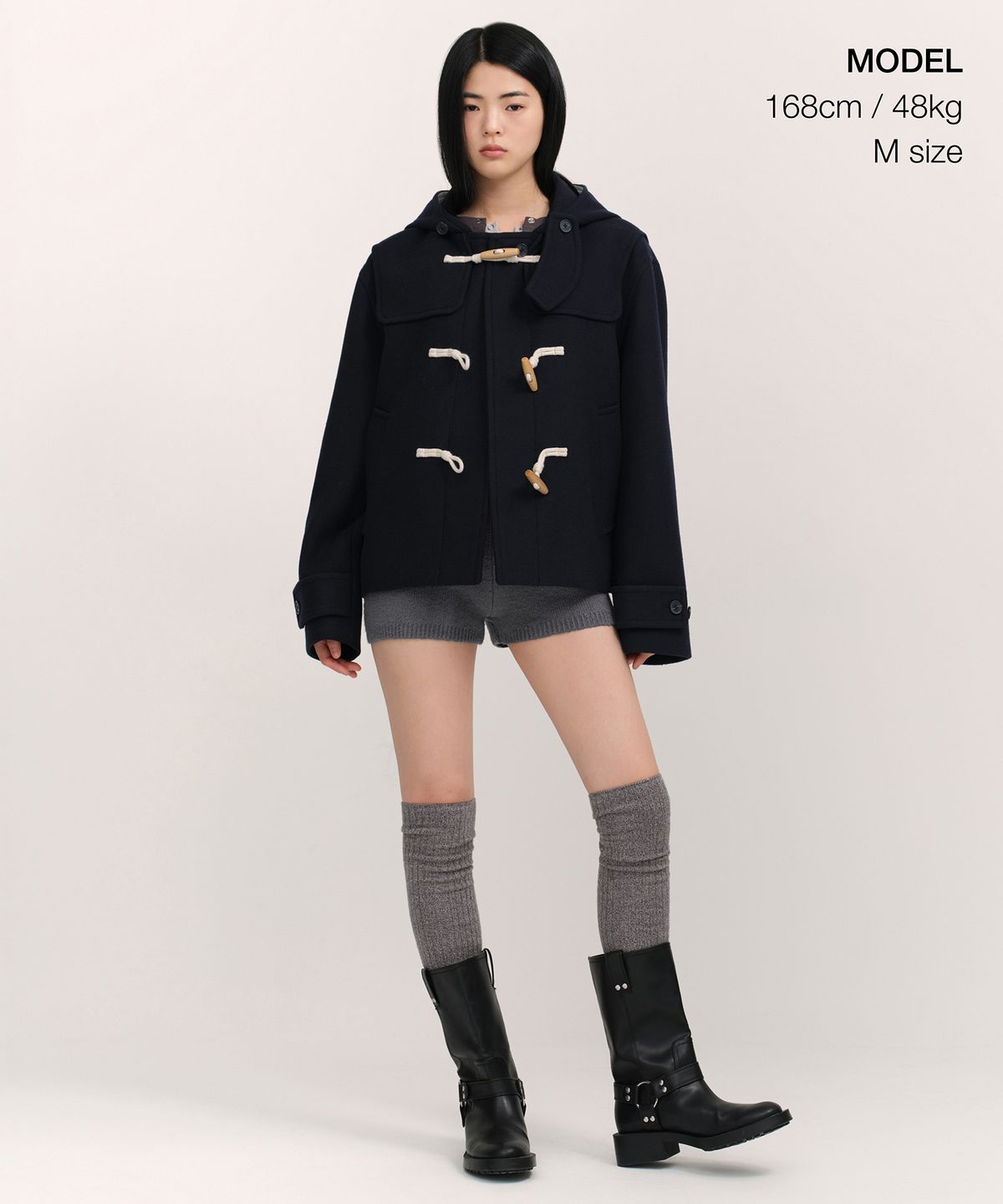 무신사 스탠다드 우먼(MUSINSA STANDARD WOMAN) 우먼즈 울 블렌드 쇼트 더플 코트 [네이비]